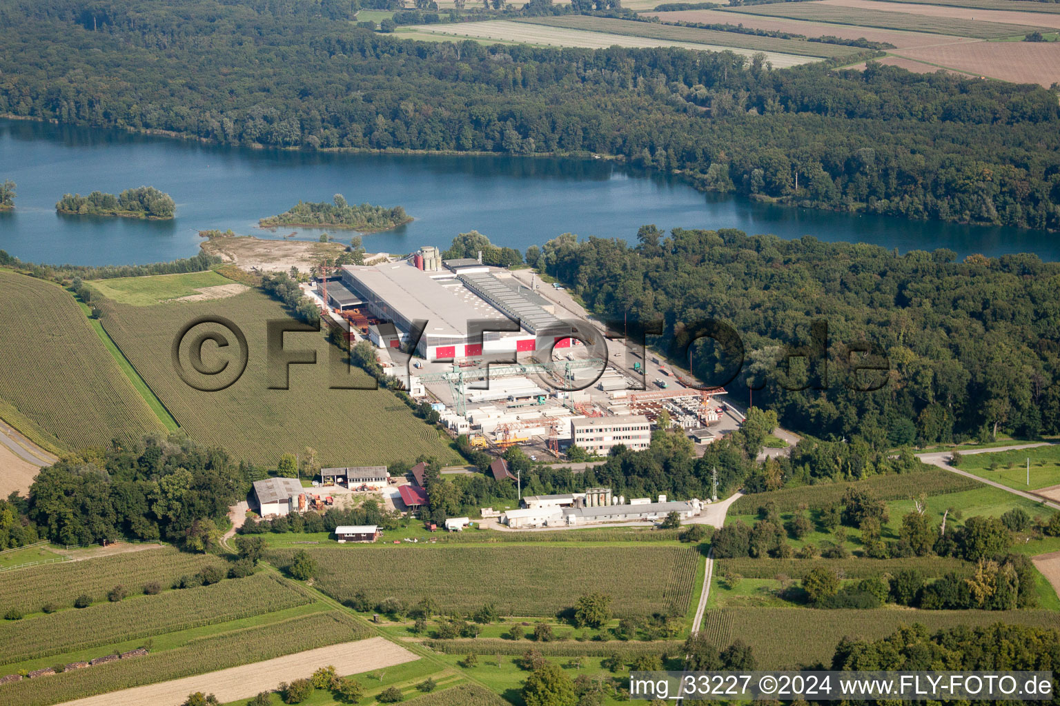 Schlangenlach industrial estate, gravel works in the district Leopoldshafen in Eggenstein-Leopoldshafen in the state Baden-Wuerttemberg, Germany