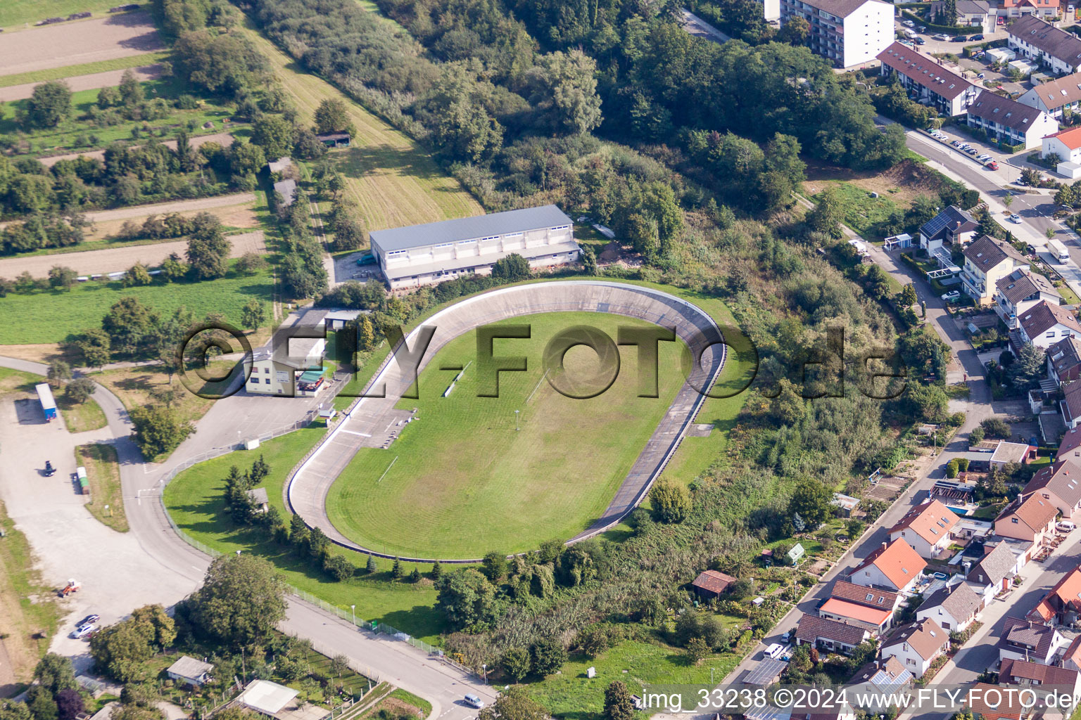 Range of cycle racetrack - Parkour of RV Badenia Linkenheim in the district Linkenheim in Linkenheim-Hochstetten in the state Baden-Wurttemberg, Germany