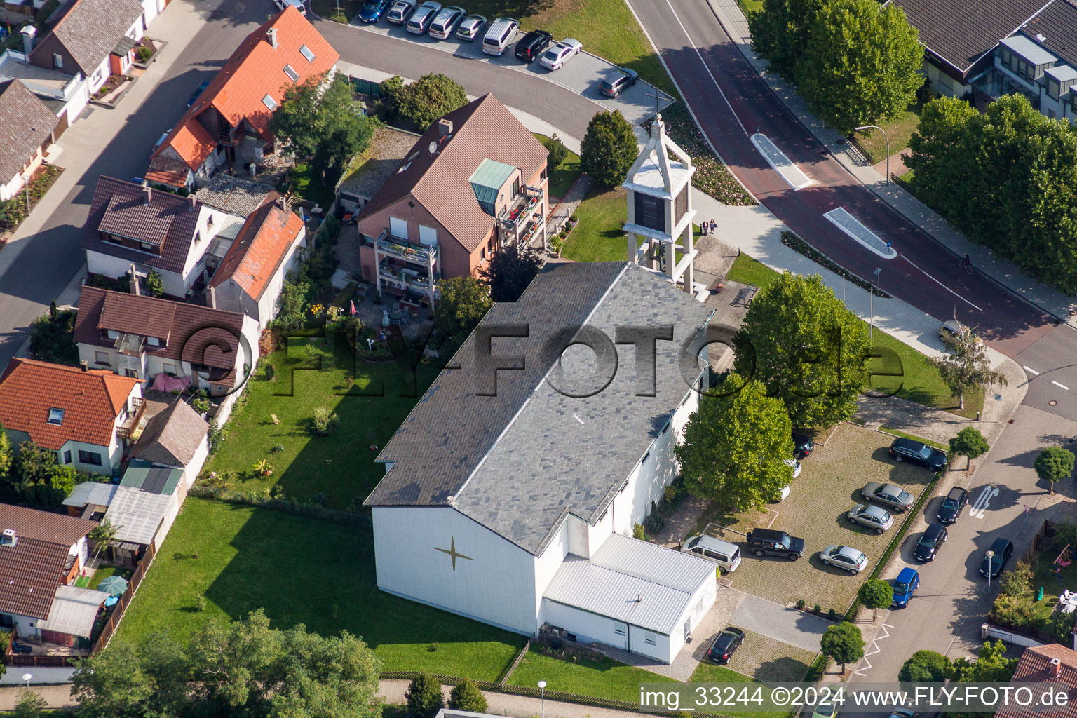 Church building in the village of in the district Linkenheim in Linkenheim-Hochstetten in the state Baden-Wurttemberg, Germany