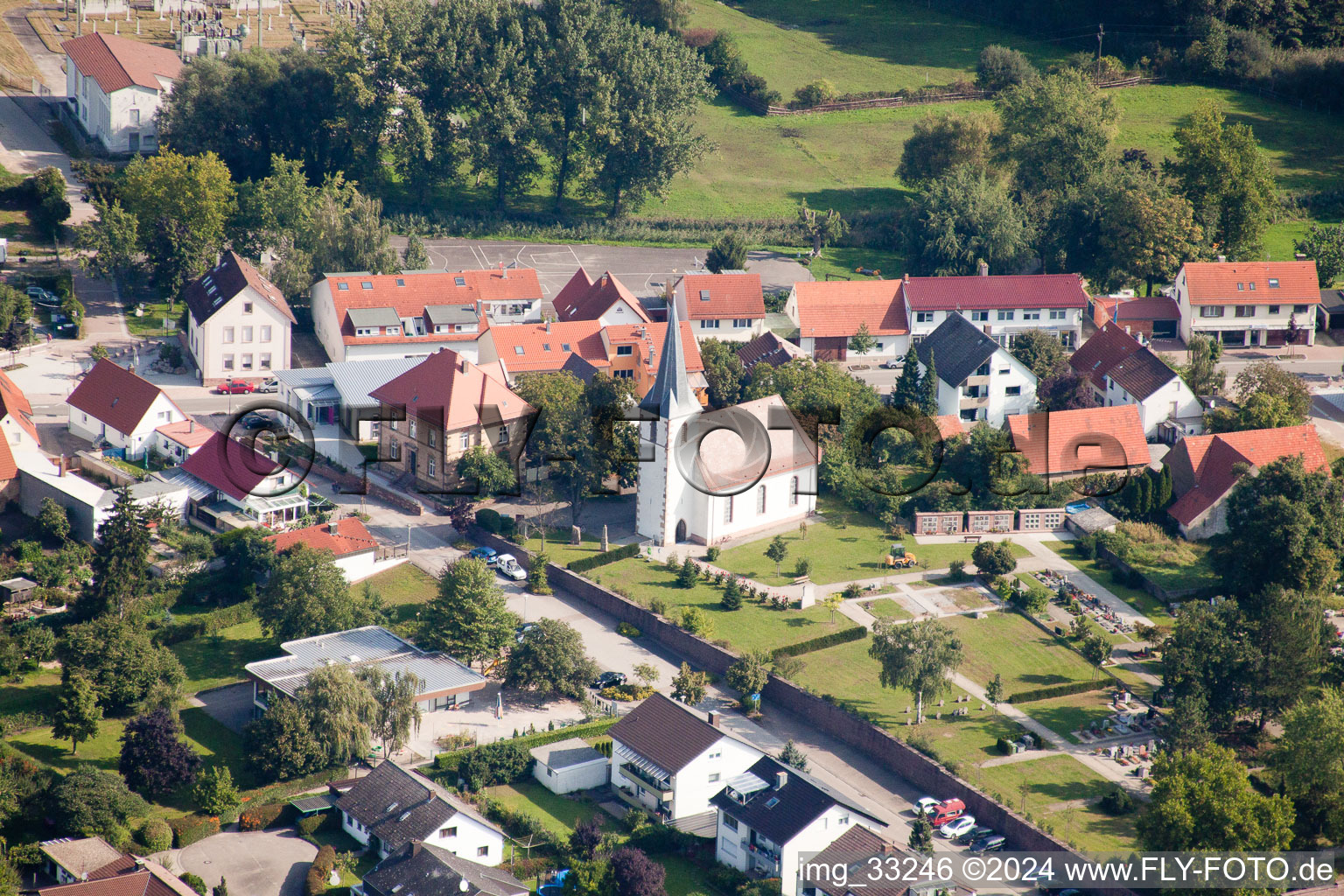 Protestant Church in the district Hochstetten in Linkenheim-Hochstetten in the state Baden-Wuerttemberg, Germany