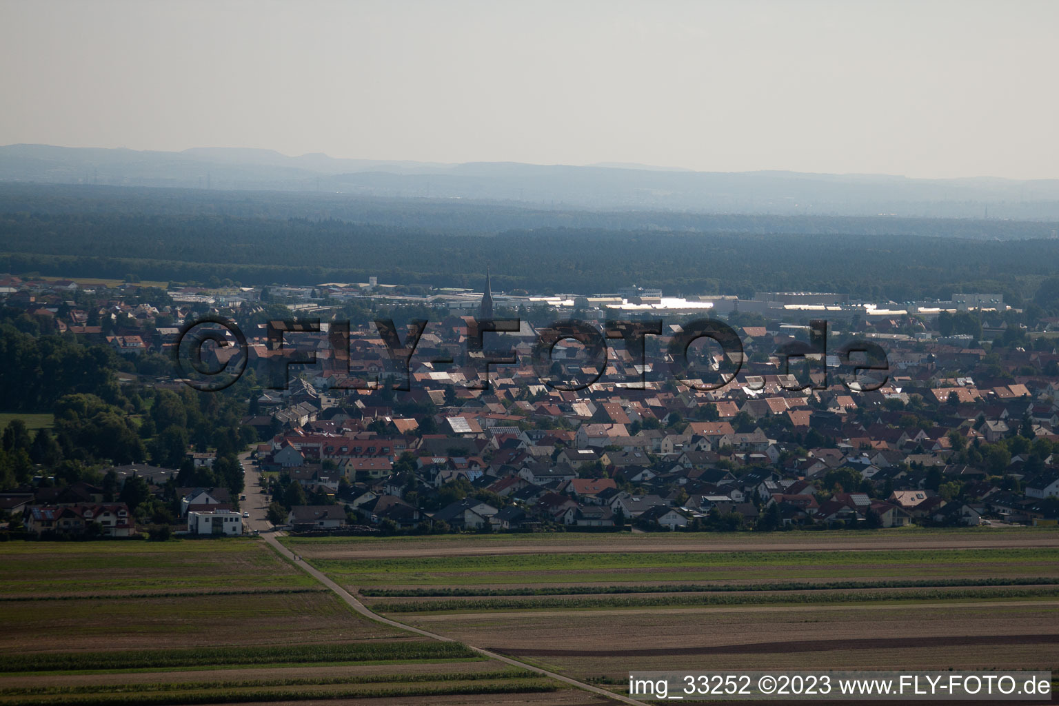 Drone recording of District Graben in Graben-Neudorf in the state Baden-Wuerttemberg, Germany