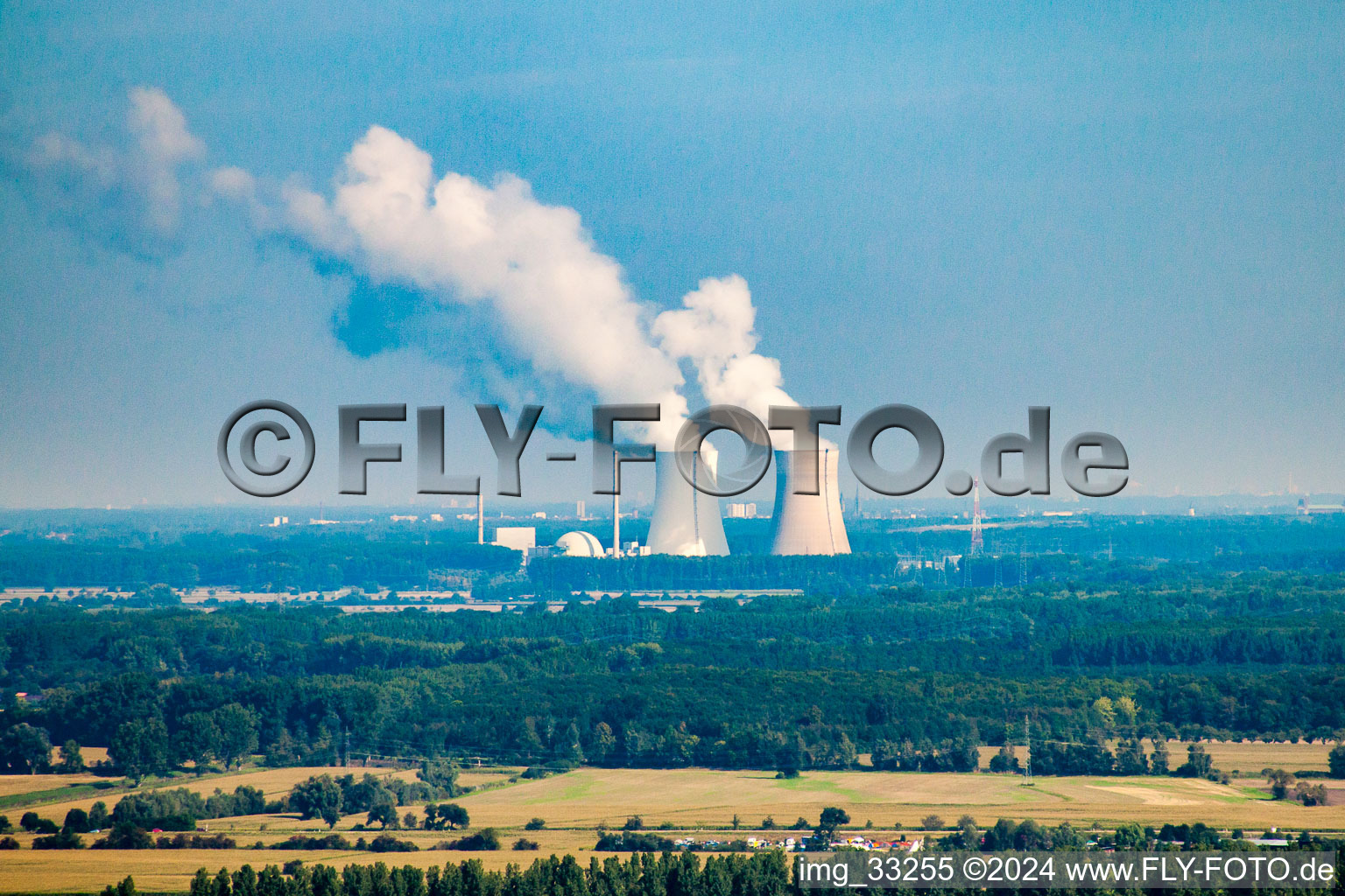 NPP from the southeast in Philippsburg in the state Baden-Wuerttemberg, Germany