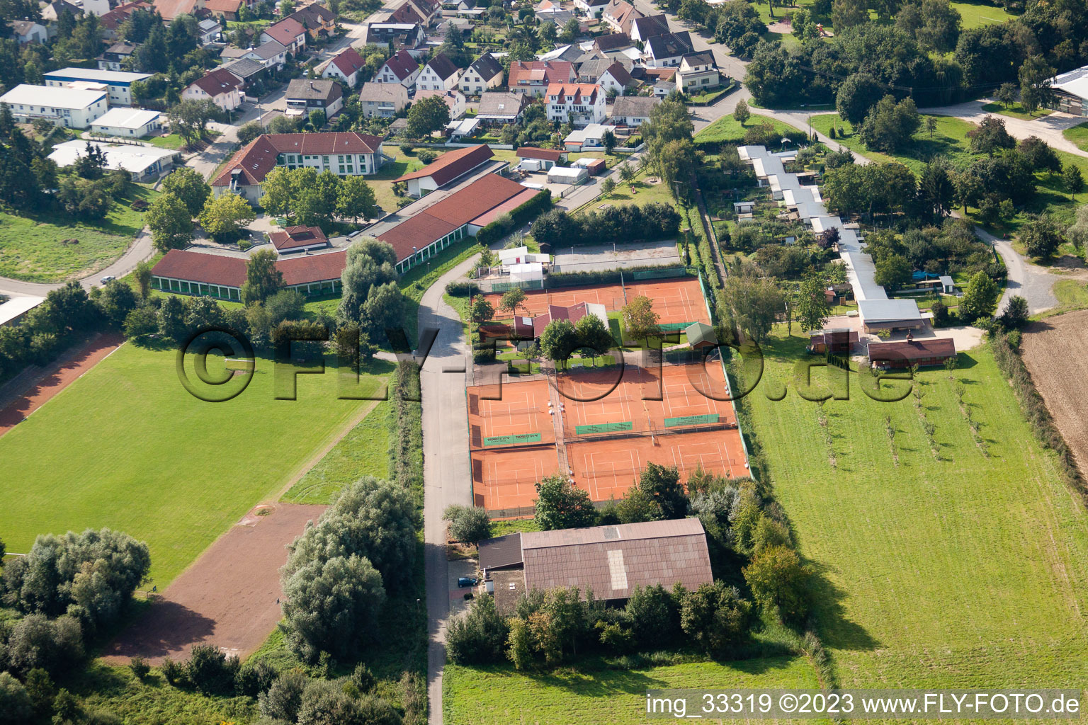 Sports fields in the district Graben in Graben-Neudorf in the state Baden-Wuerttemberg, Germany