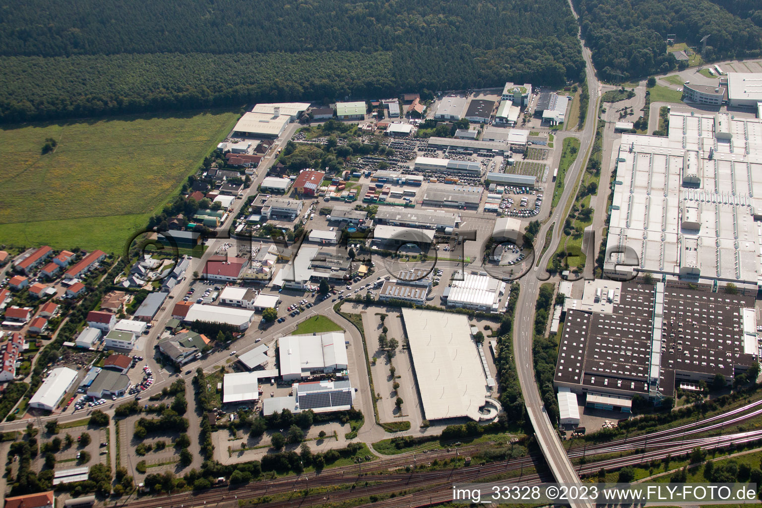 Industrial estate Boschstr in the district Graben in Graben-Neudorf in the state Baden-Wuerttemberg, Germany