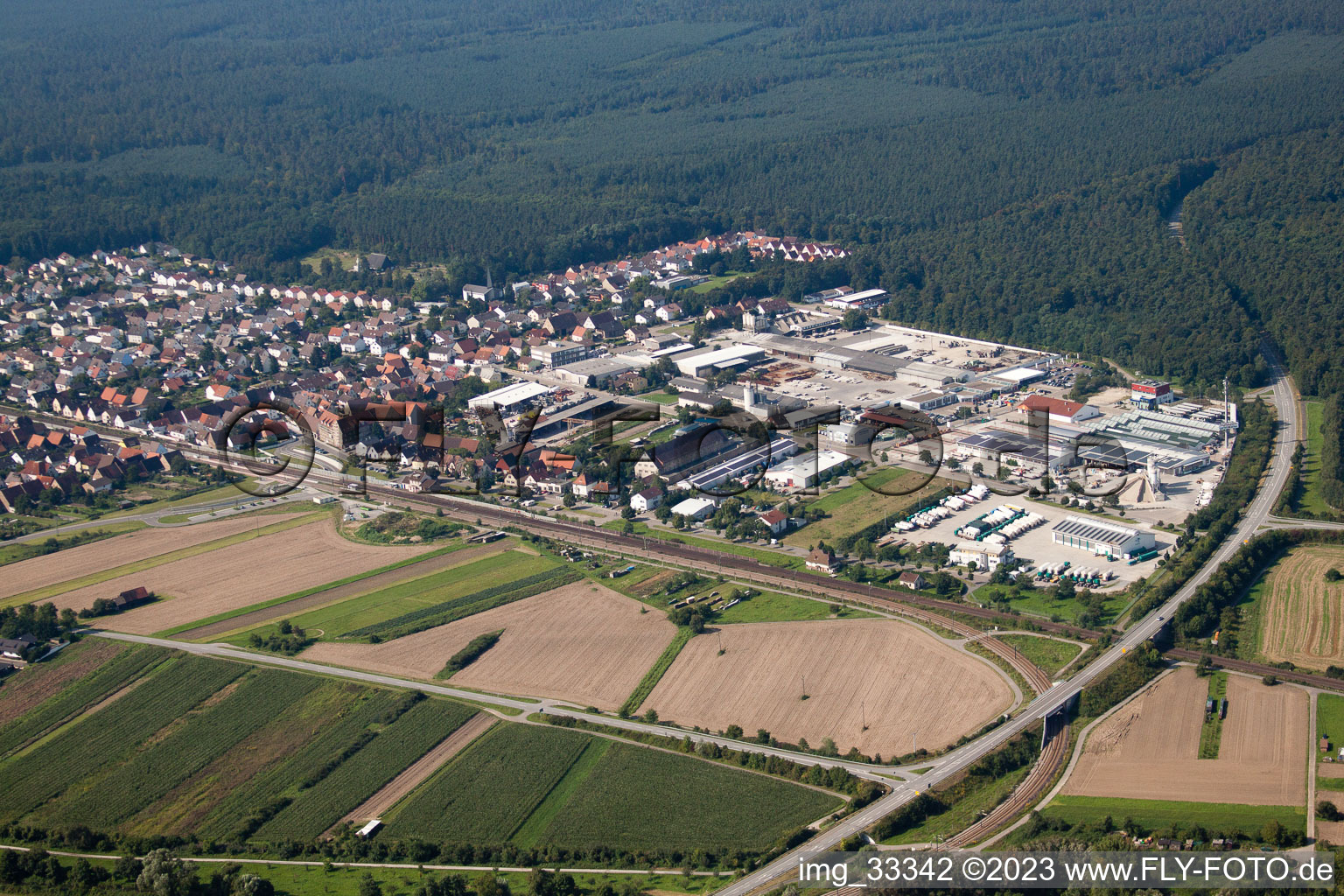 Industrial area in the district Friedrichstal in Stutensee in the state Baden-Wuerttemberg, Germany