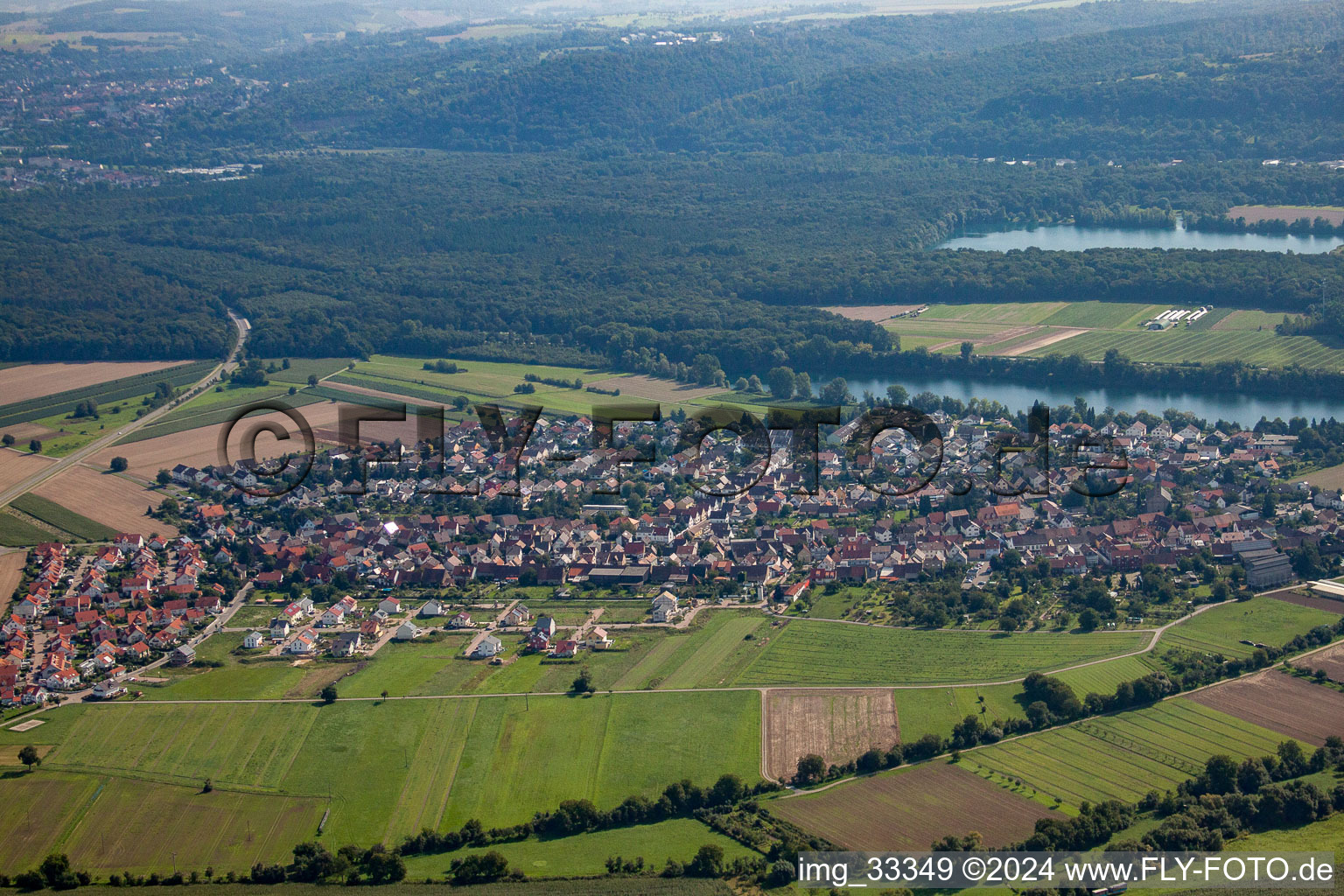 Village view in the district Büchenau in Bruchsal in the state Baden-Wuerttemberg, Germany