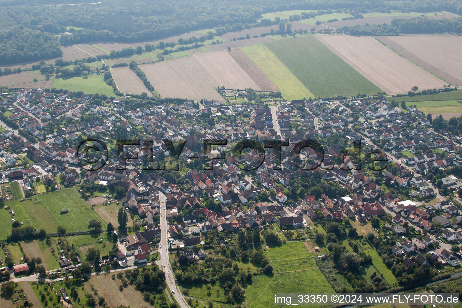 From the west in the district Staffort in Stutensee in the state Baden-Wuerttemberg, Germany