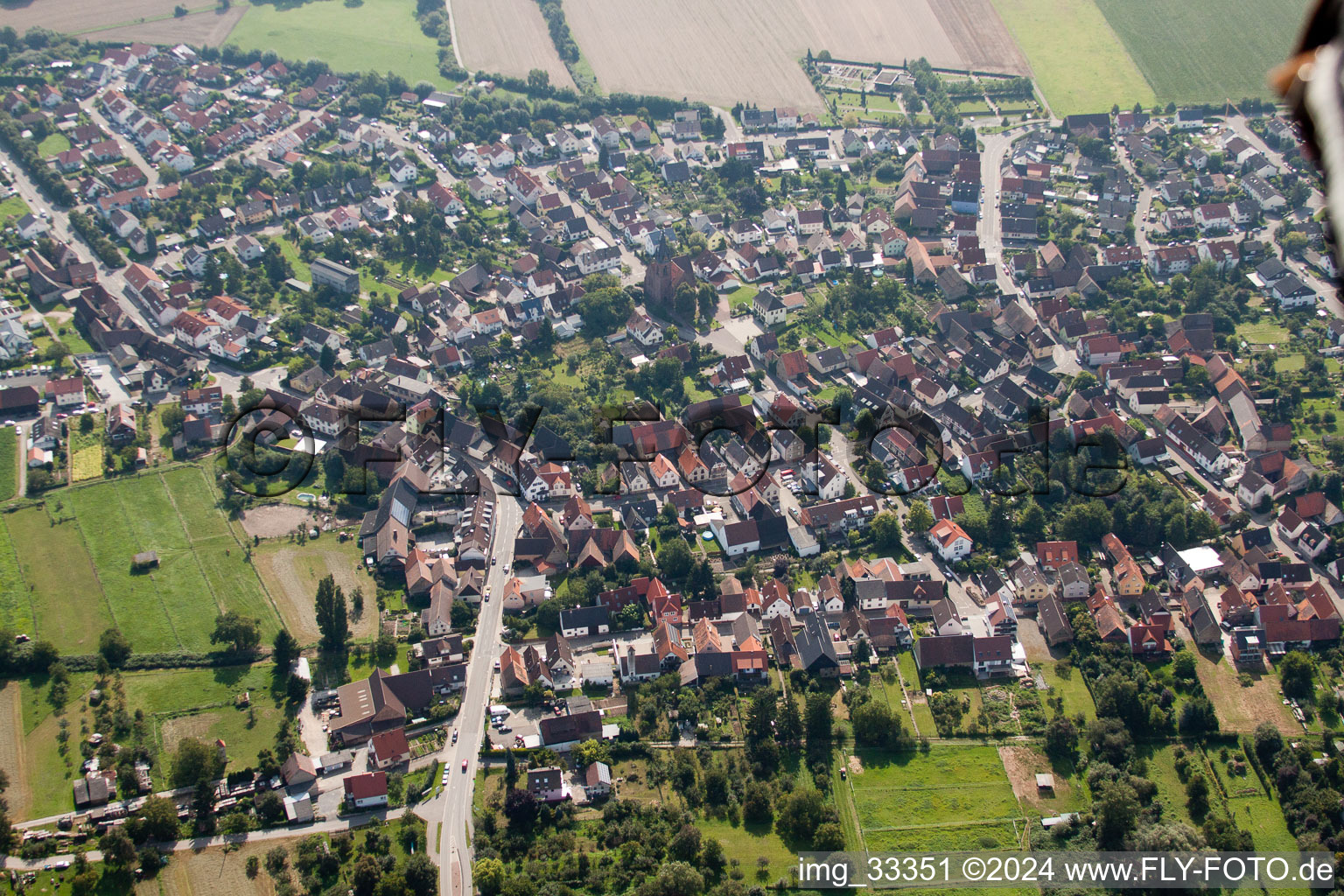 Drone recording of District Staffort in Stutensee in the state Baden-Wuerttemberg, Germany