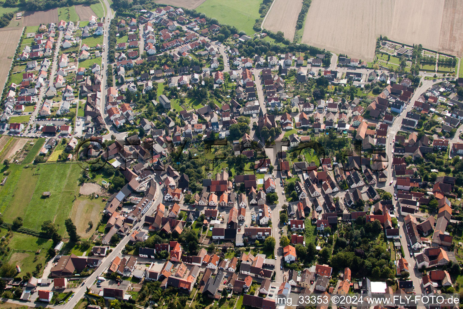 District Staffort in Stutensee in the state Baden-Wuerttemberg, Germany from the drone perspective