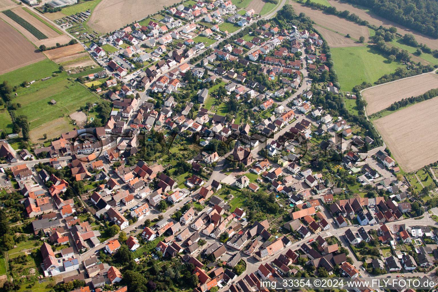 District Staffort in Stutensee in the state Baden-Wuerttemberg, Germany from a drone