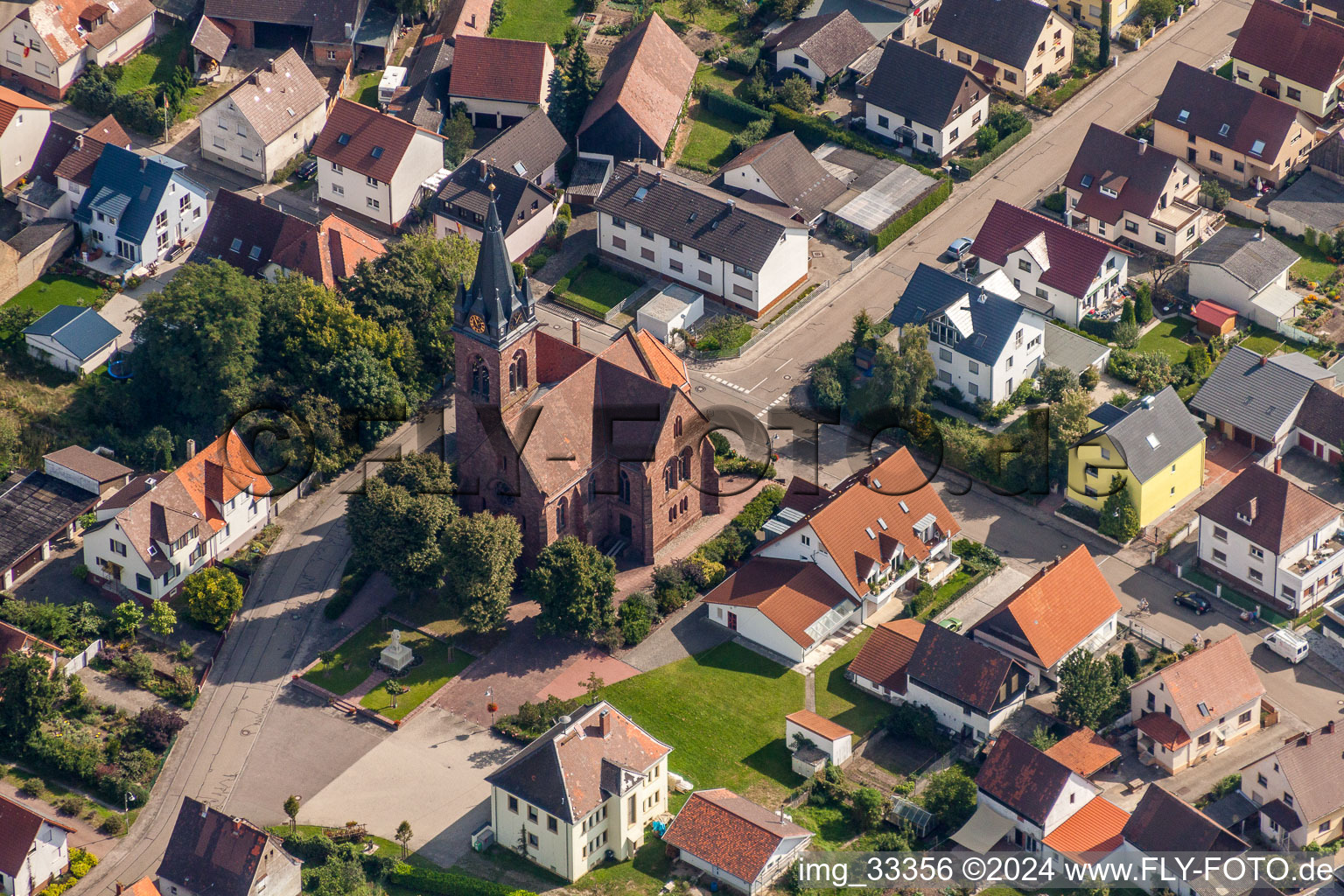 Church building Evangelic Church Staffort in the district Staffort in Stutensee in the state Baden-Wurttemberg, Germany