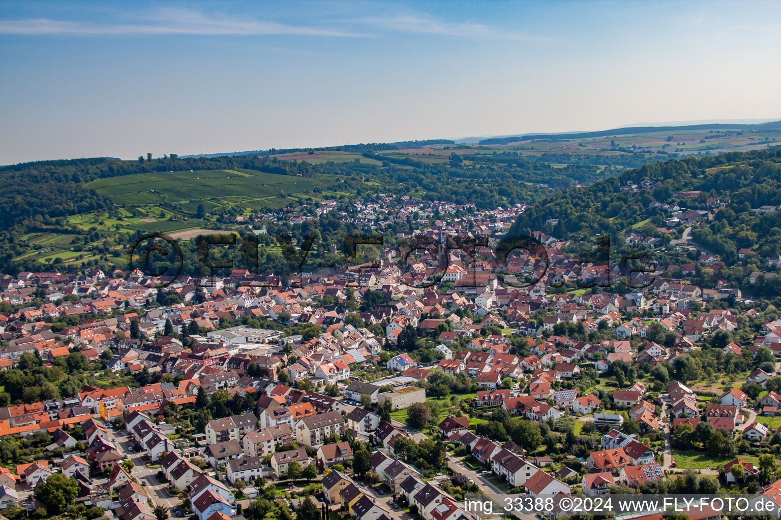 Oblique view of Weingarten in the state Baden-Wuerttemberg, Germany