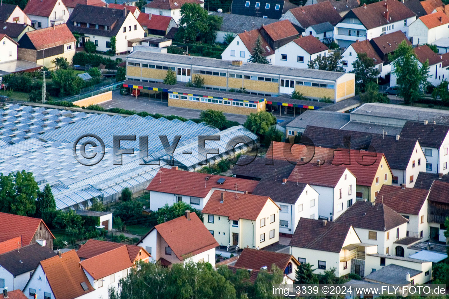 Aerial view of School in Kuhardt in the state Rhineland-Palatinate, Germany