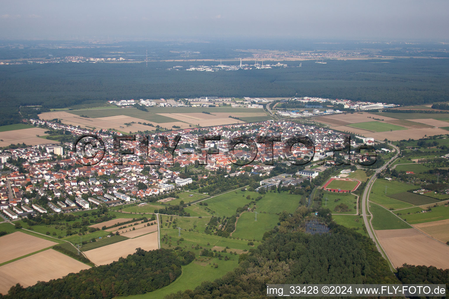 District Blankenloch in Stutensee in the state Baden-Wuerttemberg, Germany from the drone perspective