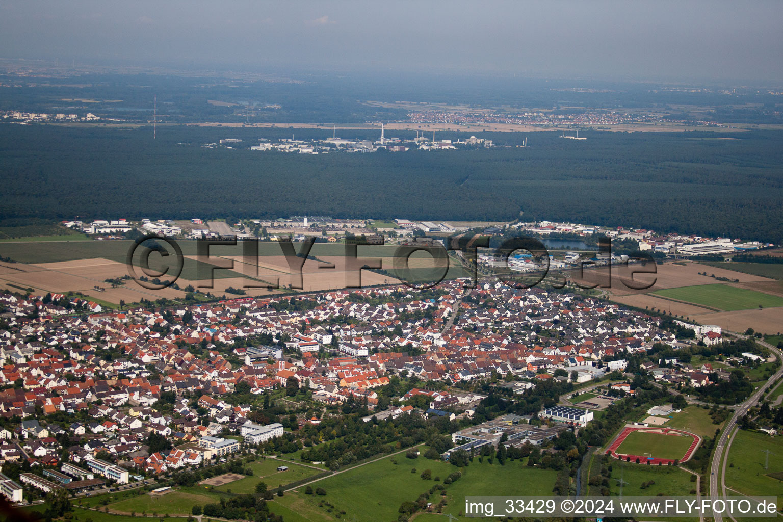 Town View of the streets and houses of the residential areas in the district Blankenloch in Stutensee in the state Baden-Wurttemberg