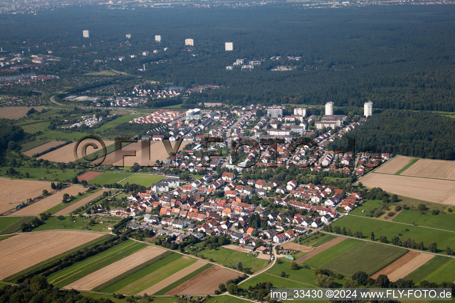 Village view in the district Buechig in Stutensee in the state Baden-Wurttemberg