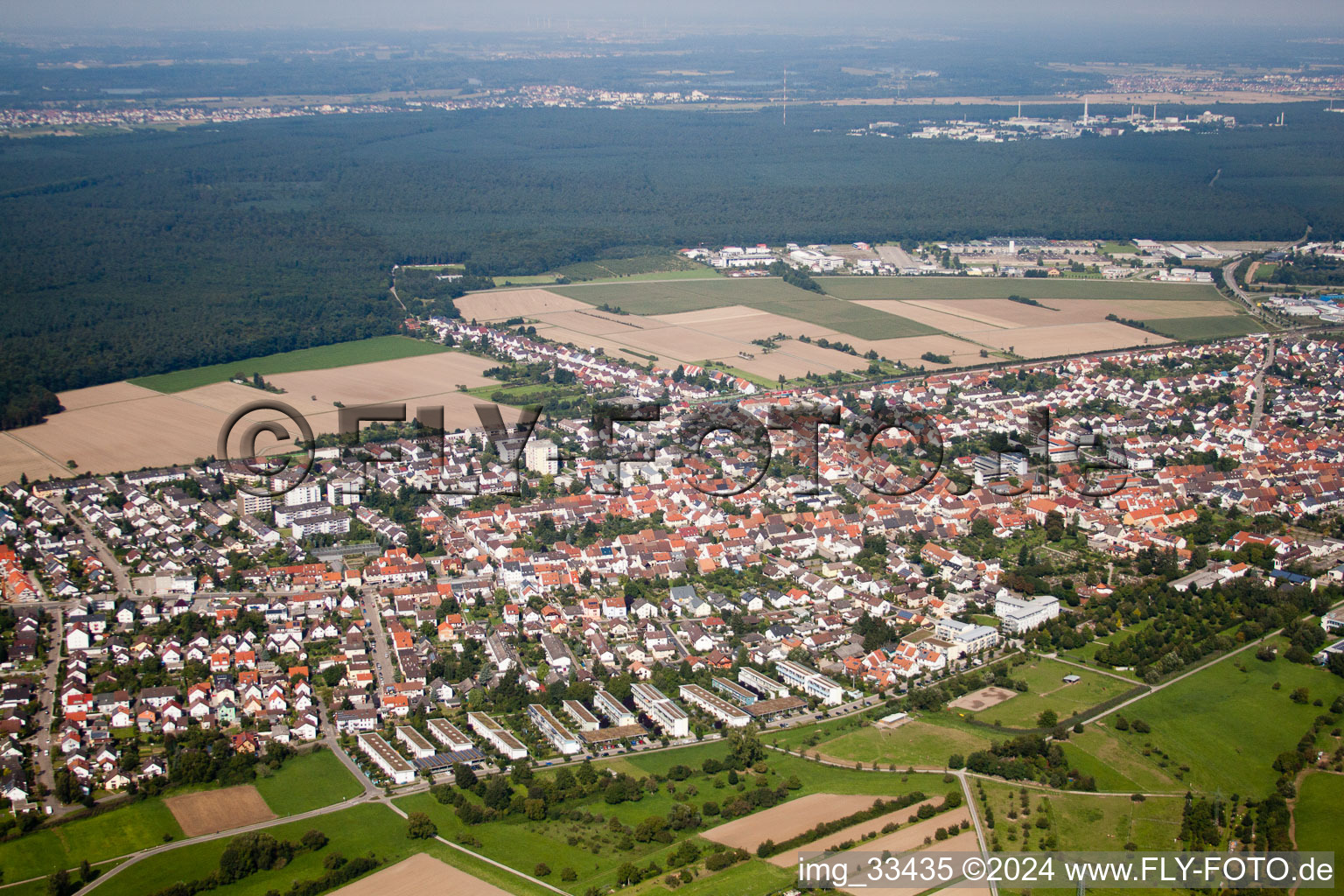 District Blankenloch in Stutensee in the state Baden-Wuerttemberg, Germany from a drone