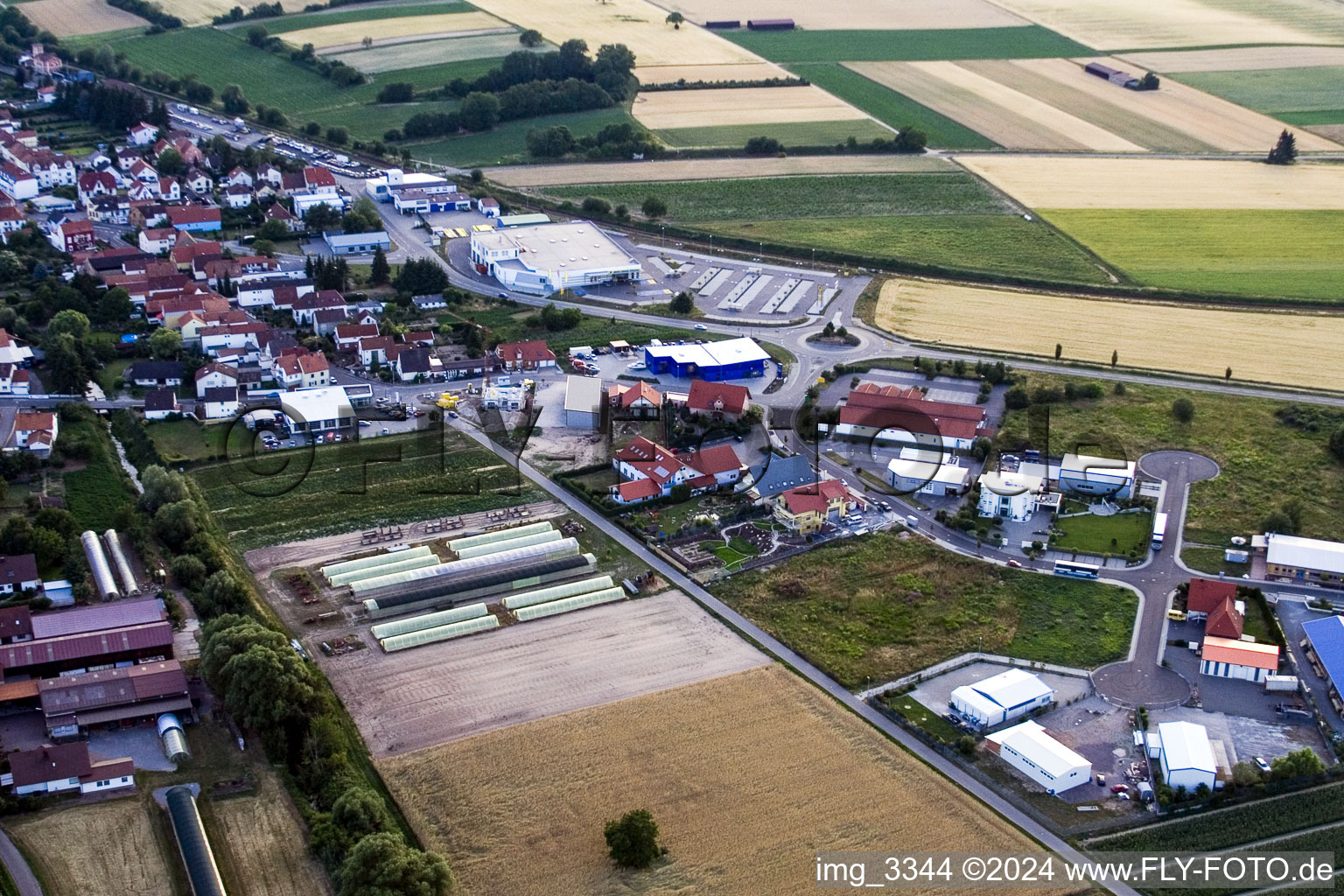 Aerial view of North Ring in Rülzheim in the state Rhineland-Palatinate, Germany