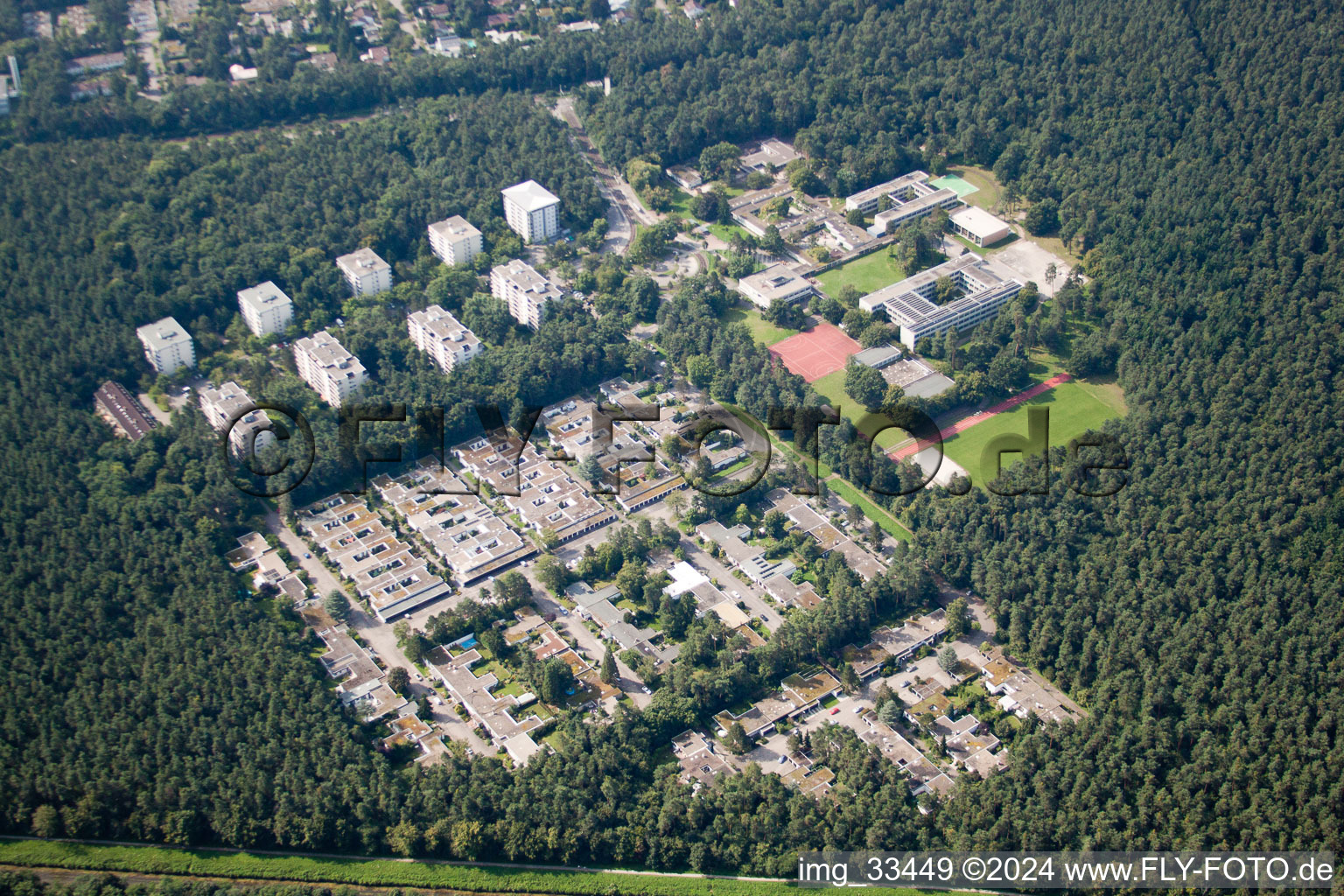 Waldstadt, European School, Marie-Curie-Strasse in the district Büchig in Stutensee in the state Baden-Wuerttemberg, Germany