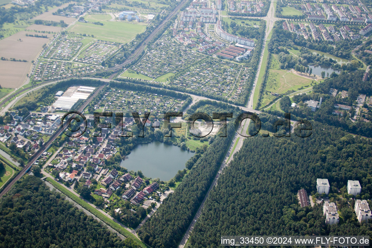 Aerial view of Riding school in the district Hagsfeld in Karlsruhe in the state Baden-Wuerttemberg, Germany