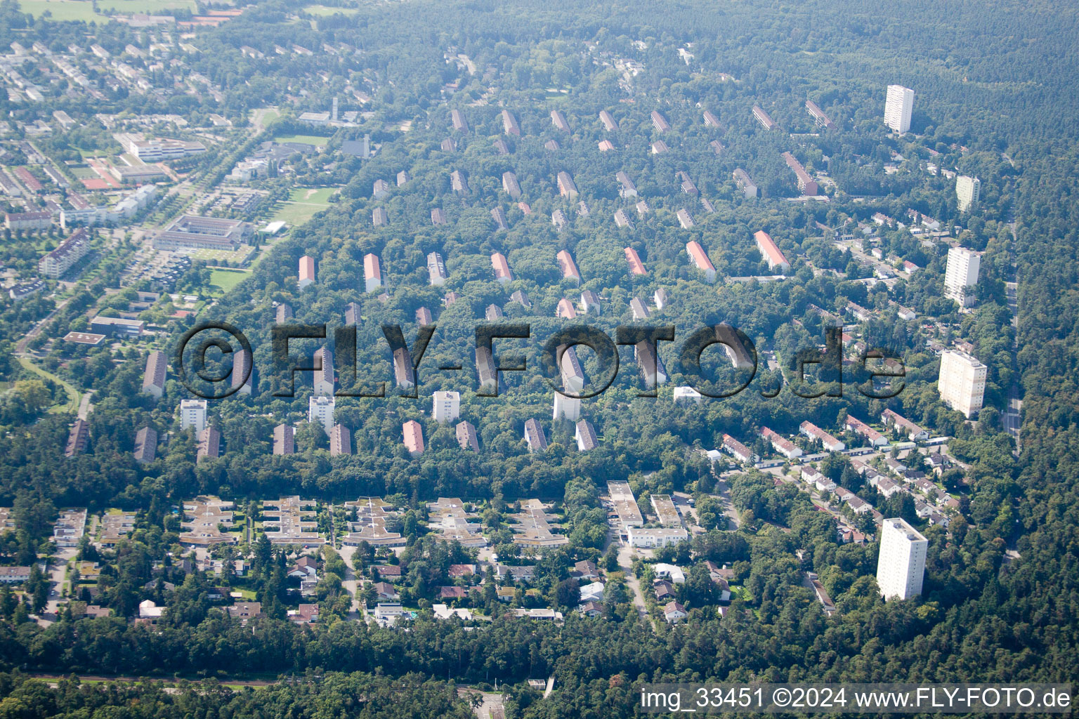 Forest city from the north in the district Büchig in Stutensee in the state Baden-Wuerttemberg, Germany