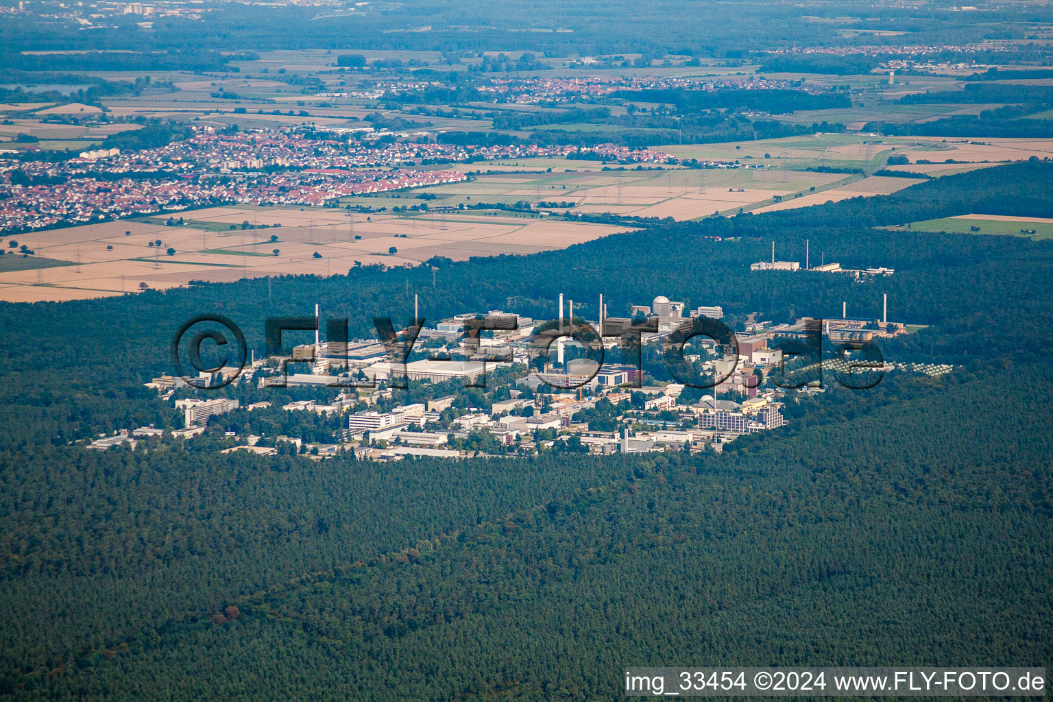 Aerial view of KIK, Research Center in the district Leopoldshafen in Eggenstein-Leopoldshafen in the state Baden-Wuerttemberg, Germany