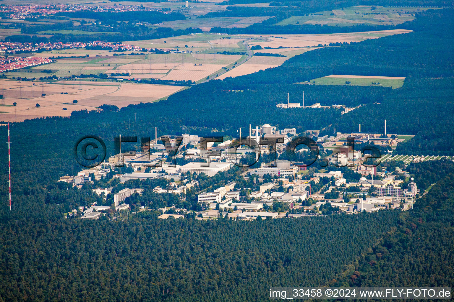 Aerial photograpy of KIK, Research Center in the district Leopoldshafen in Eggenstein-Leopoldshafen in the state Baden-Wuerttemberg, Germany