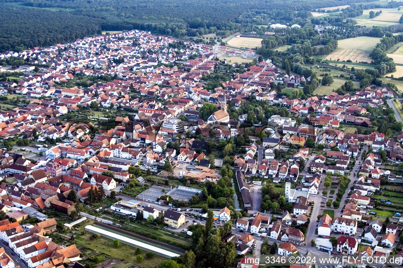 Rülzheim in the state Rhineland-Palatinate, Germany viewn from the air