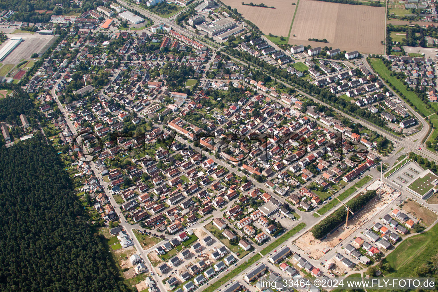 Kirchfeldsiedlung from the north in the district Neureut in Karlsruhe in the state Baden-Wuerttemberg, Germany