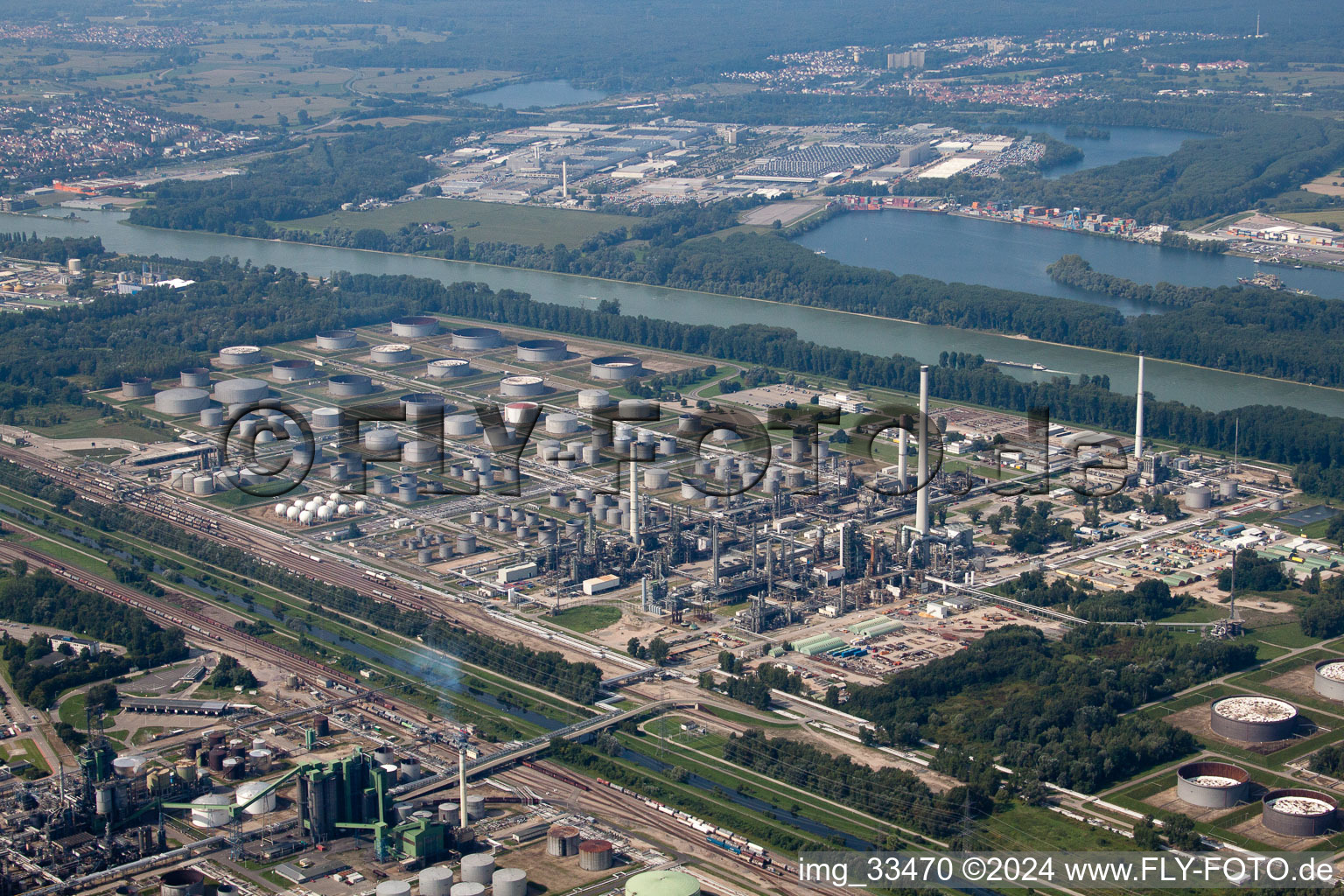 Aerial view of MIRO in the district Rheinhafen in Karlsruhe in the state Baden-Wuerttemberg, Germany