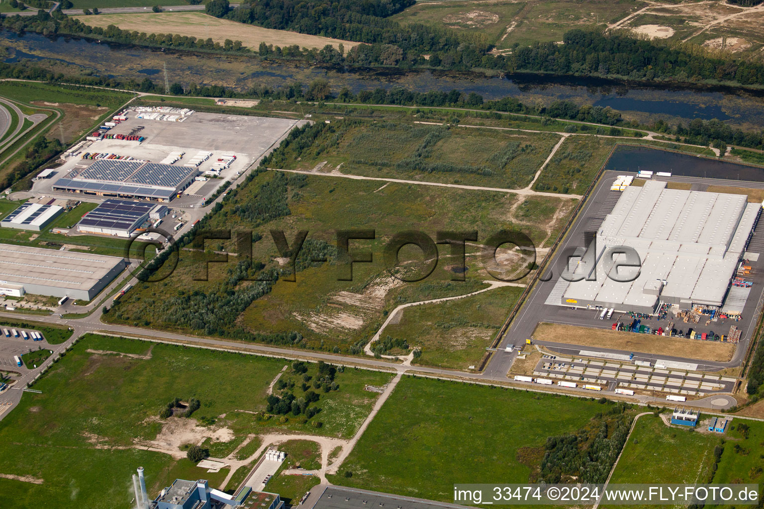 Oberwald industrial area, logistics companies in the district Maximiliansau in Wörth am Rhein in the state Rhineland-Palatinate, Germany