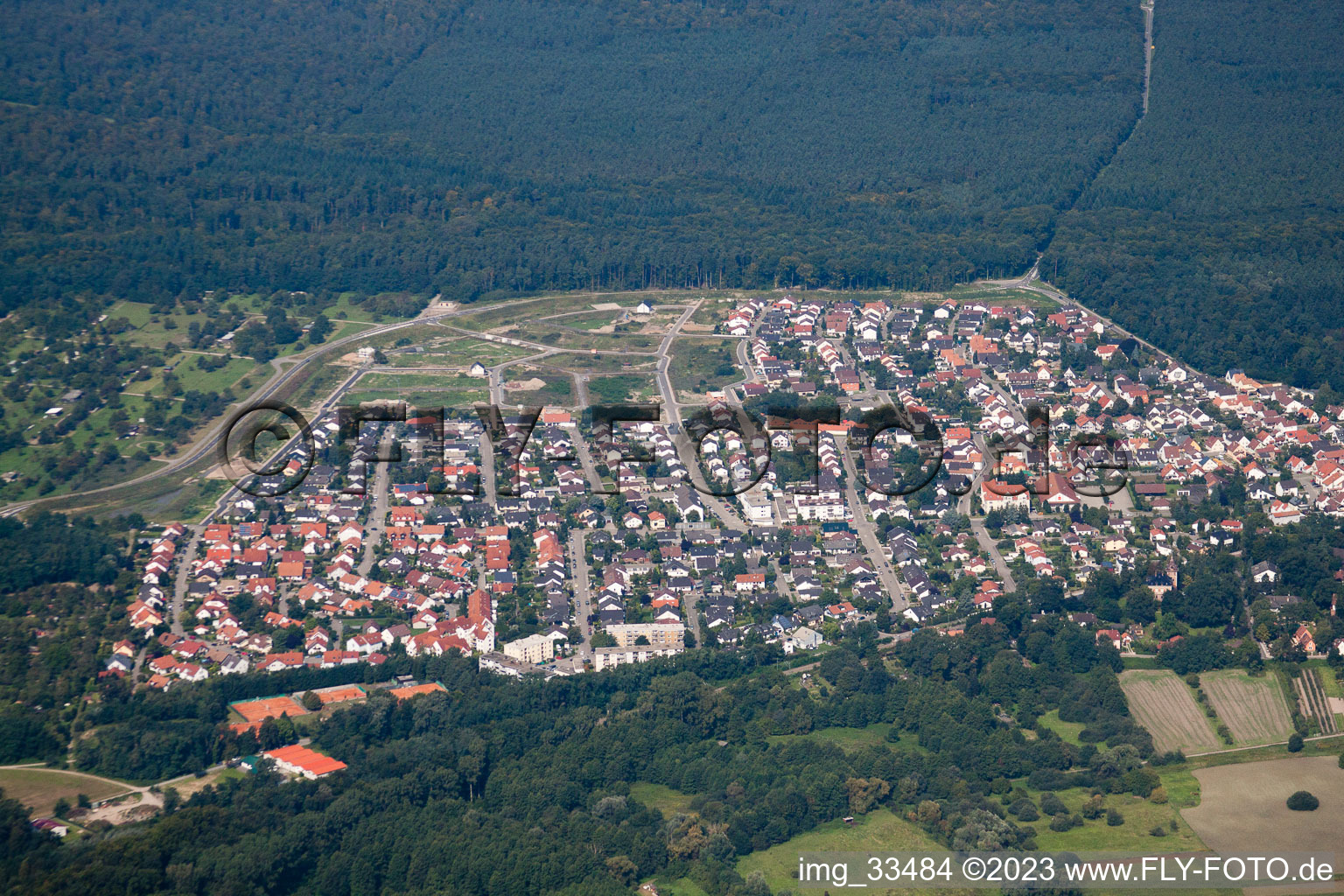 Jockgrim in the state Rhineland-Palatinate, Germany out of the air