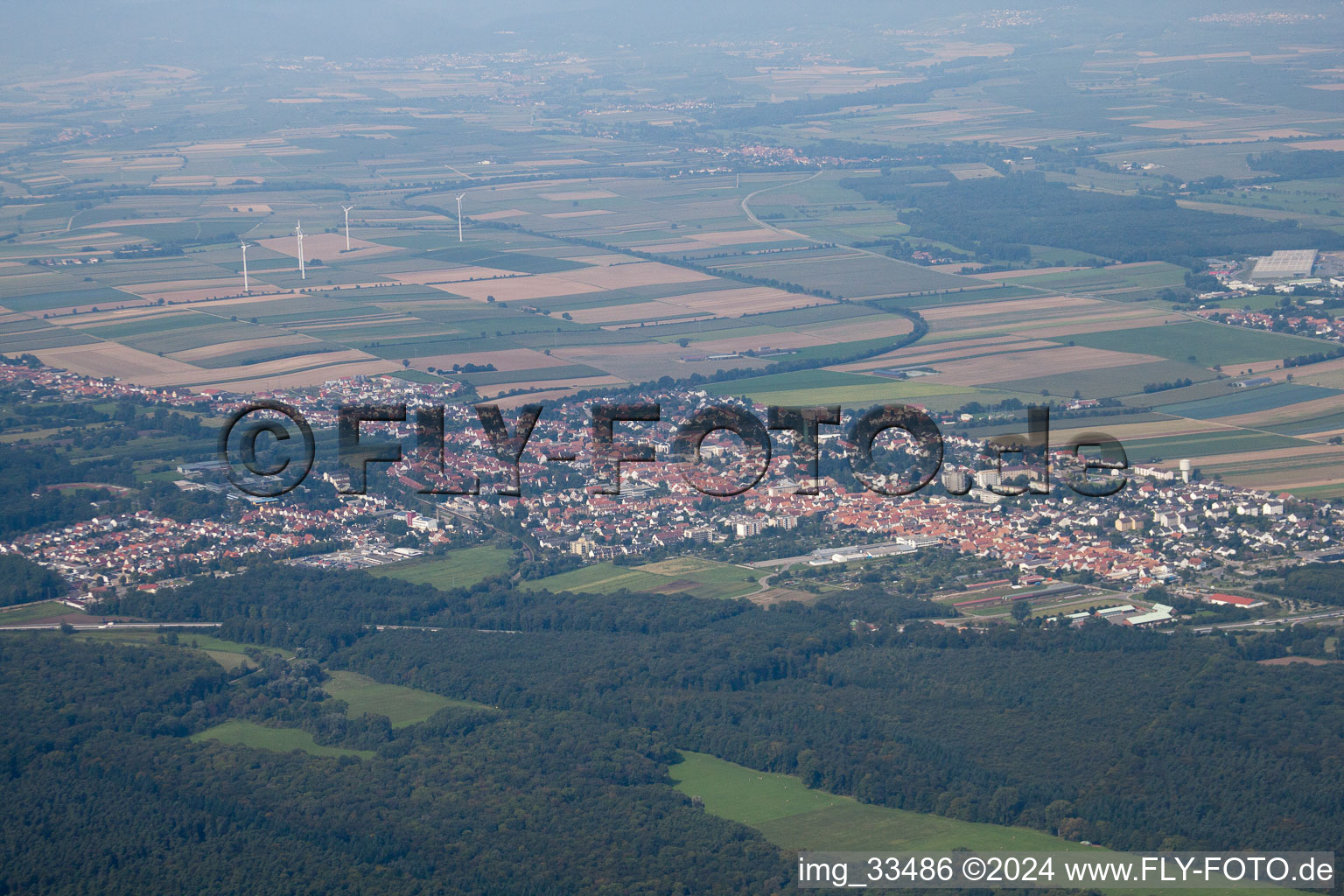 Aerial view of From the southeast in Kandel in the state Rhineland-Palatinate, Germany