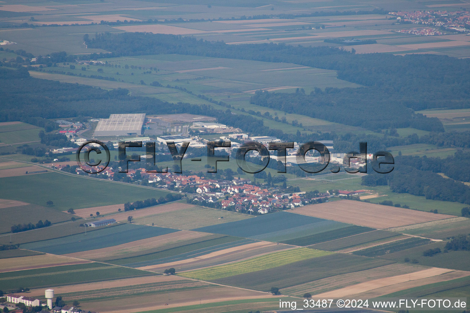 Drone image of District Minderslachen in Kandel in the state Rhineland-Palatinate, Germany