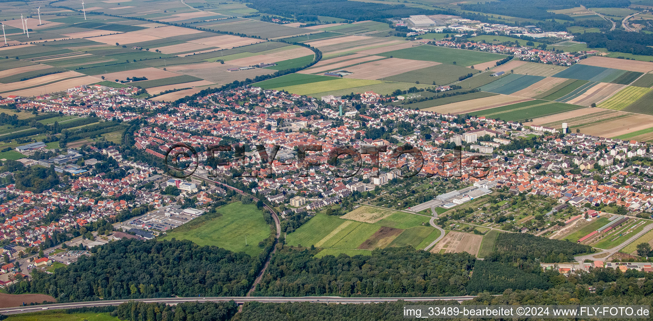 Aerial photograpy of From the southeast in Kandel in the state Rhineland-Palatinate, Germany