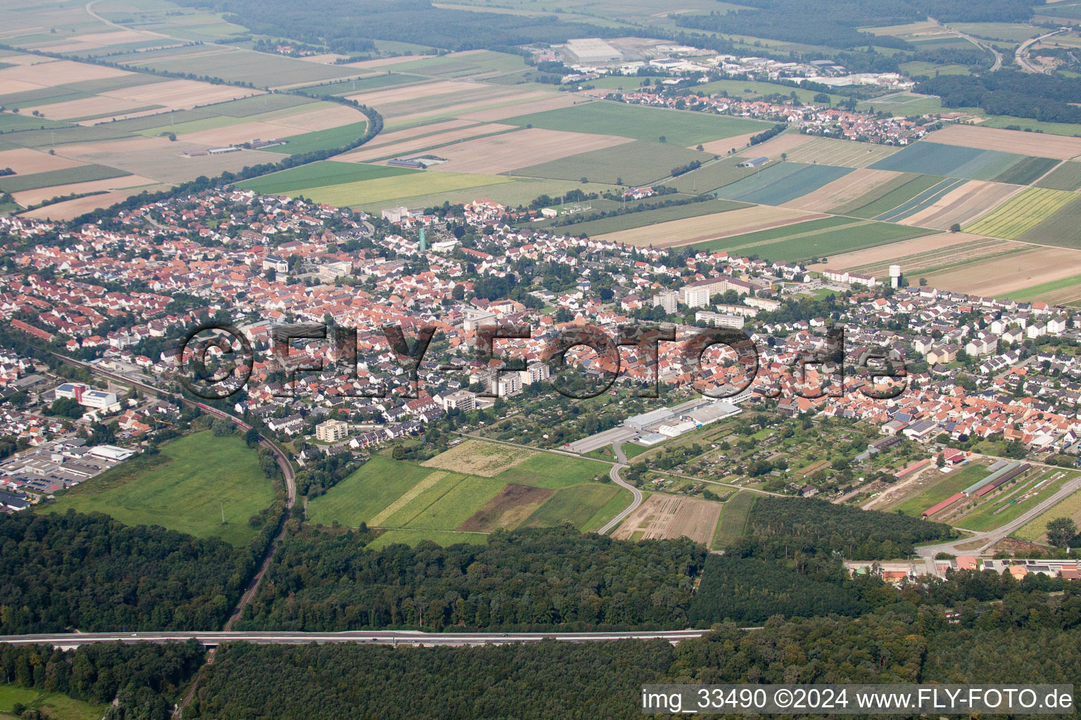 From the southeast in Kandel in the state Rhineland-Palatinate, Germany from above