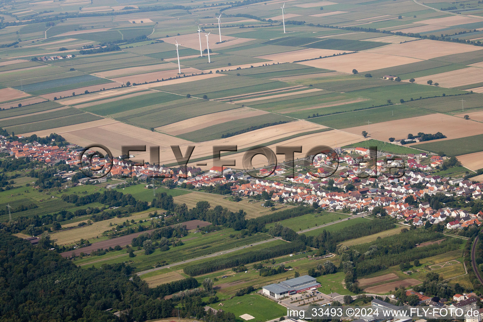 From the southeast in Kandel in the state Rhineland-Palatinate, Germany seen from above