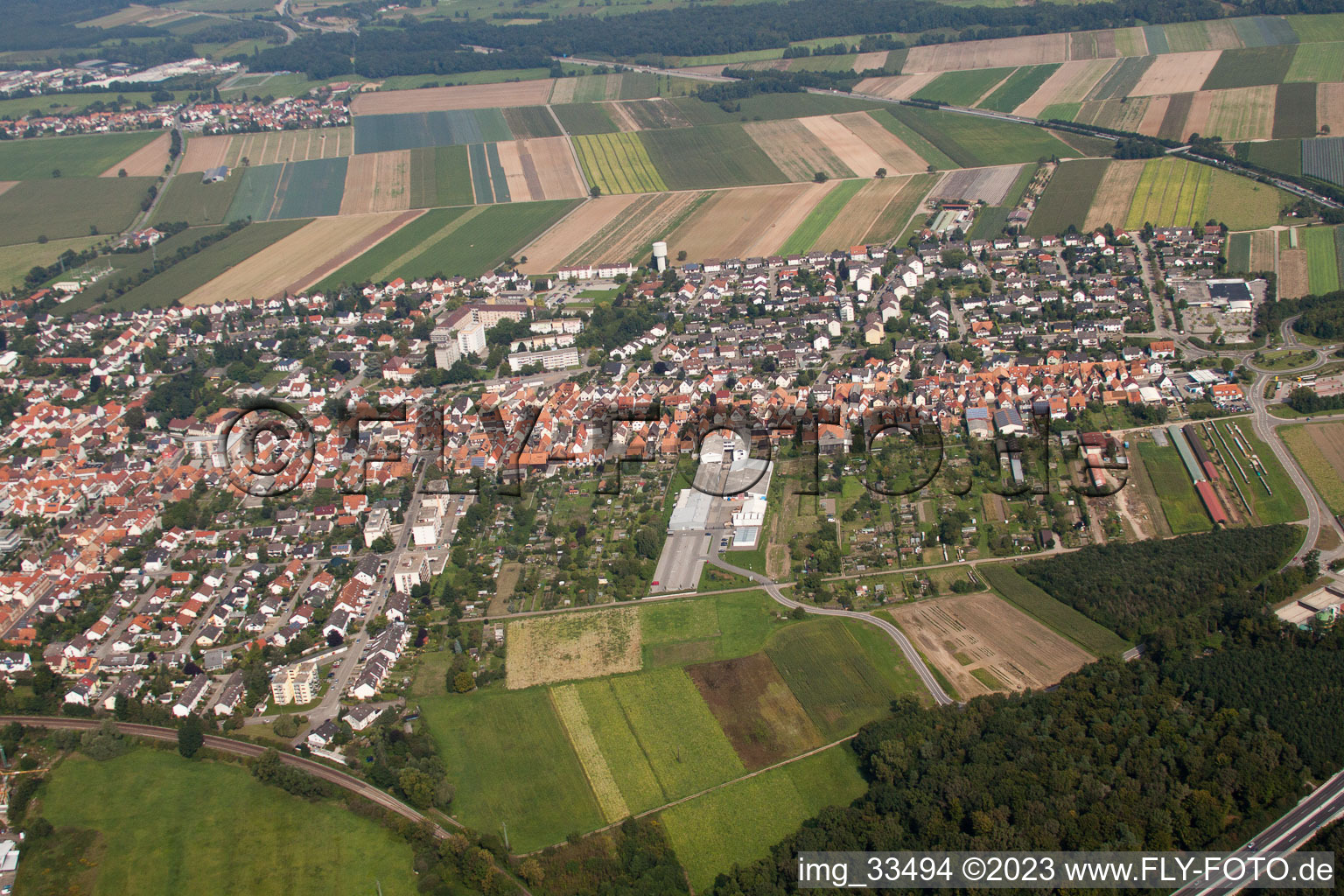 From the southeast in Kandel in the state Rhineland-Palatinate, Germany from the plane