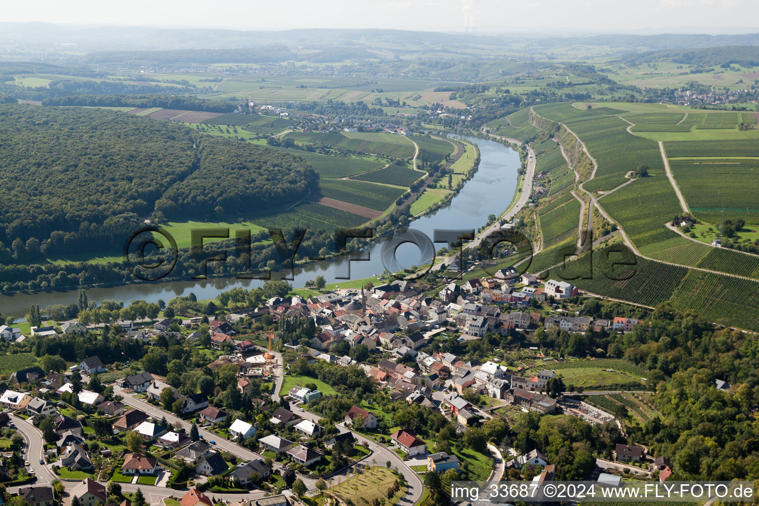 Wormeldange in the state Greiwemaacher, Luxembourg from above