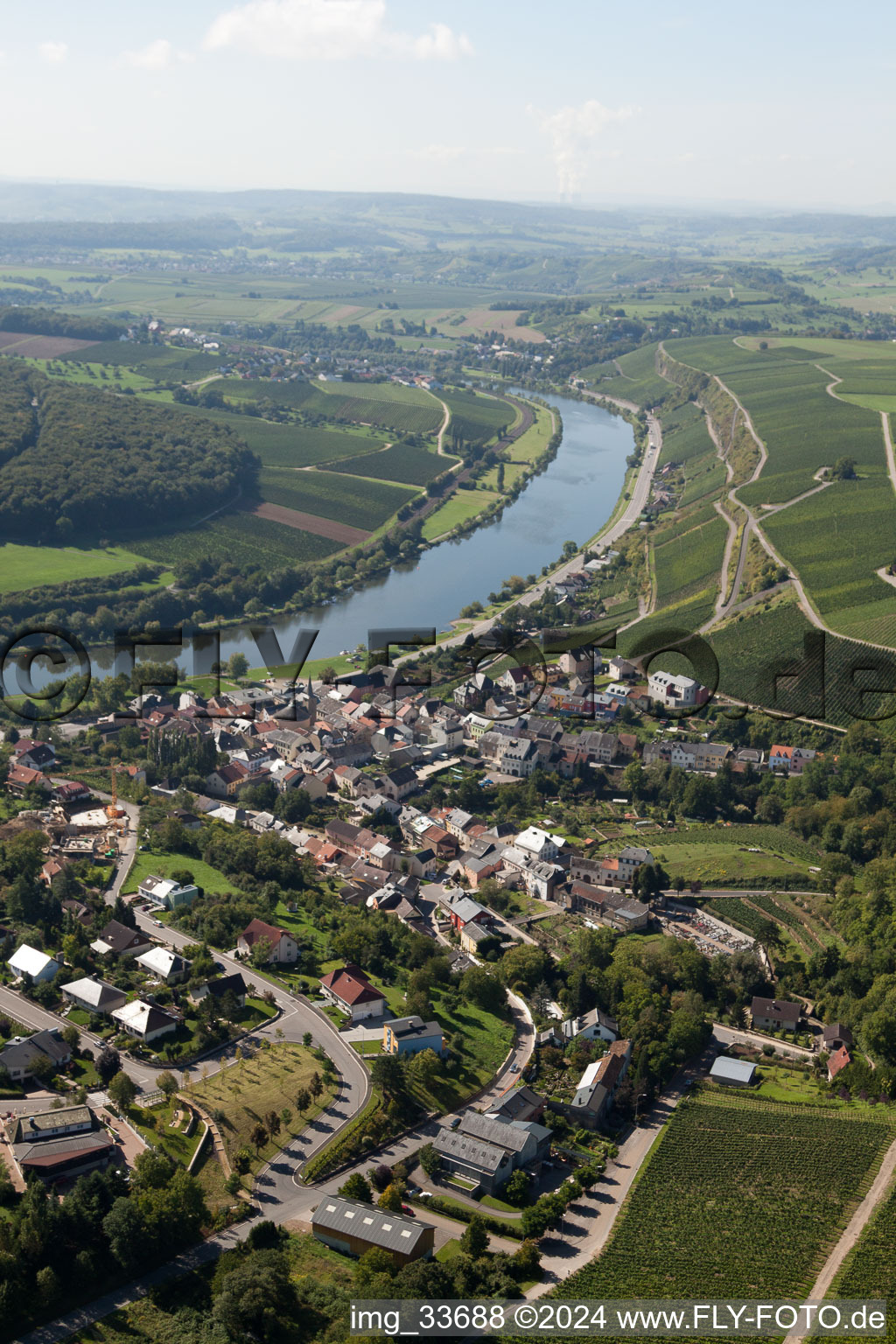 Wormeldange in the state Greiwemaacher, Luxembourg out of the air