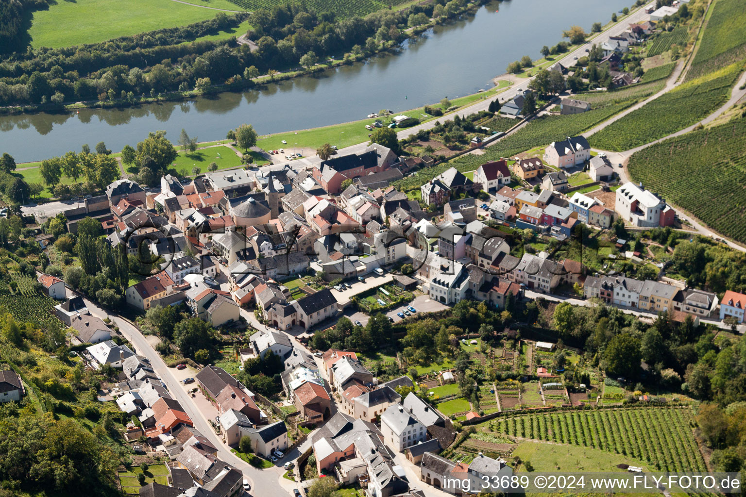 Wormeldange in the state Greiwemaacher, Luxembourg seen from above