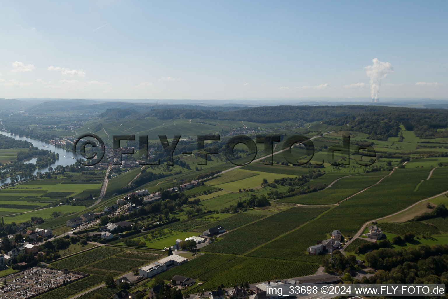 Aerial view of Remich in the state Remich, Luxembourg