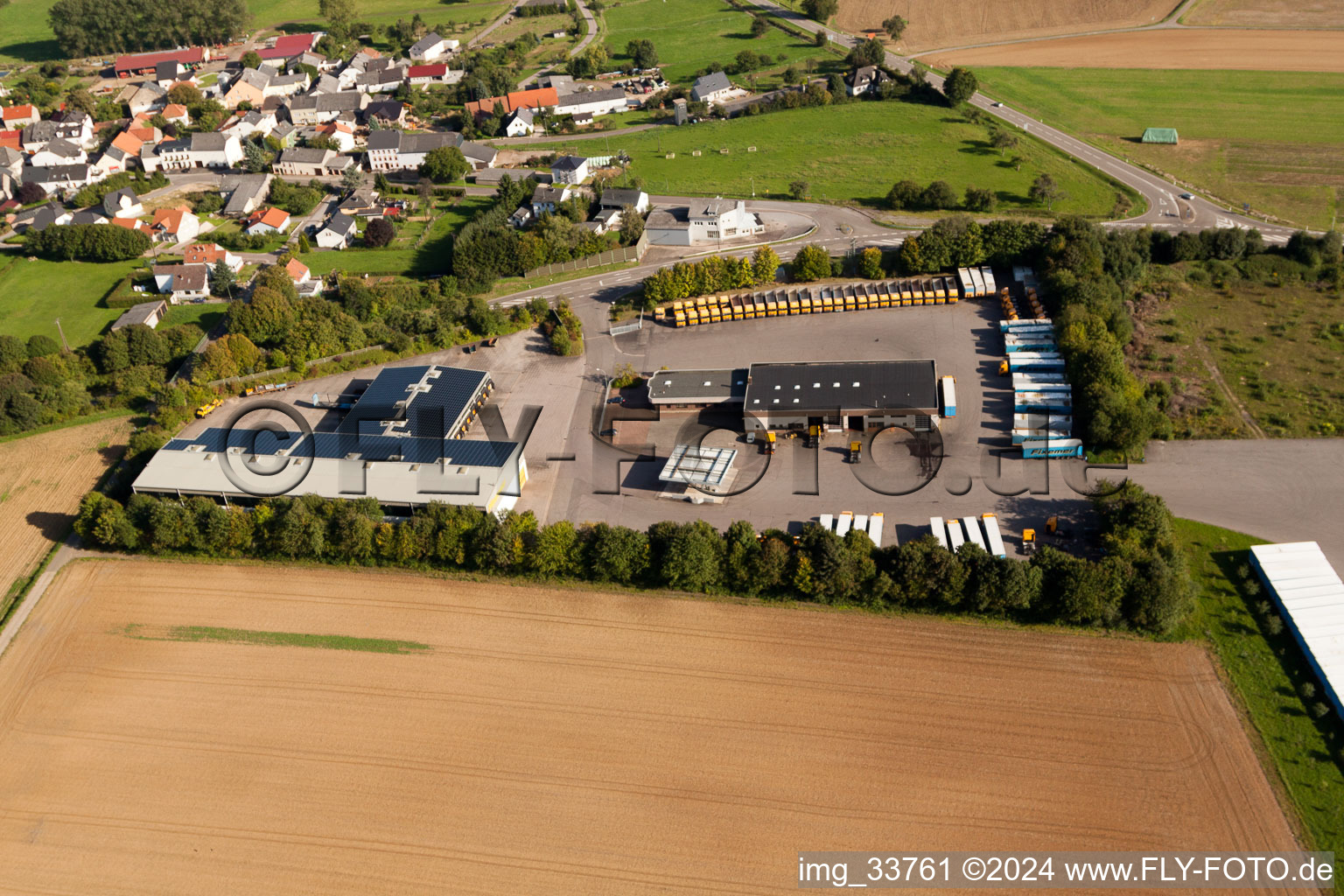 Oblique view of Freight forwarding building a logistics and transport company Fixemer Logistics GmbH, International Transport & Logistics Services in Perl in the state Saarland, Germany