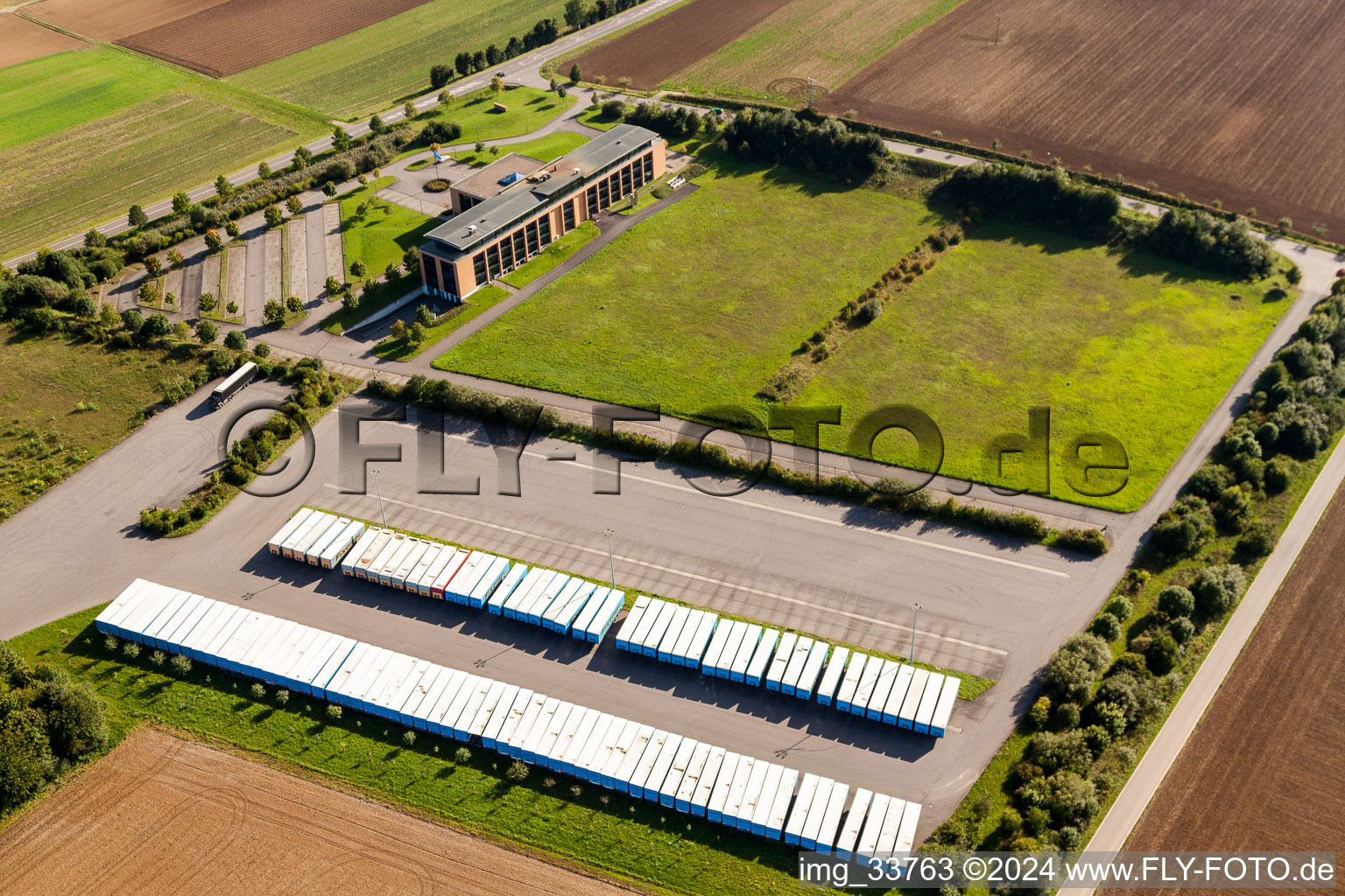 Freight forwarding building a logistics and transport company Fixemer Logistics GmbH, International Transport & Logistics Services in Perl in the state Saarland, Germany from above