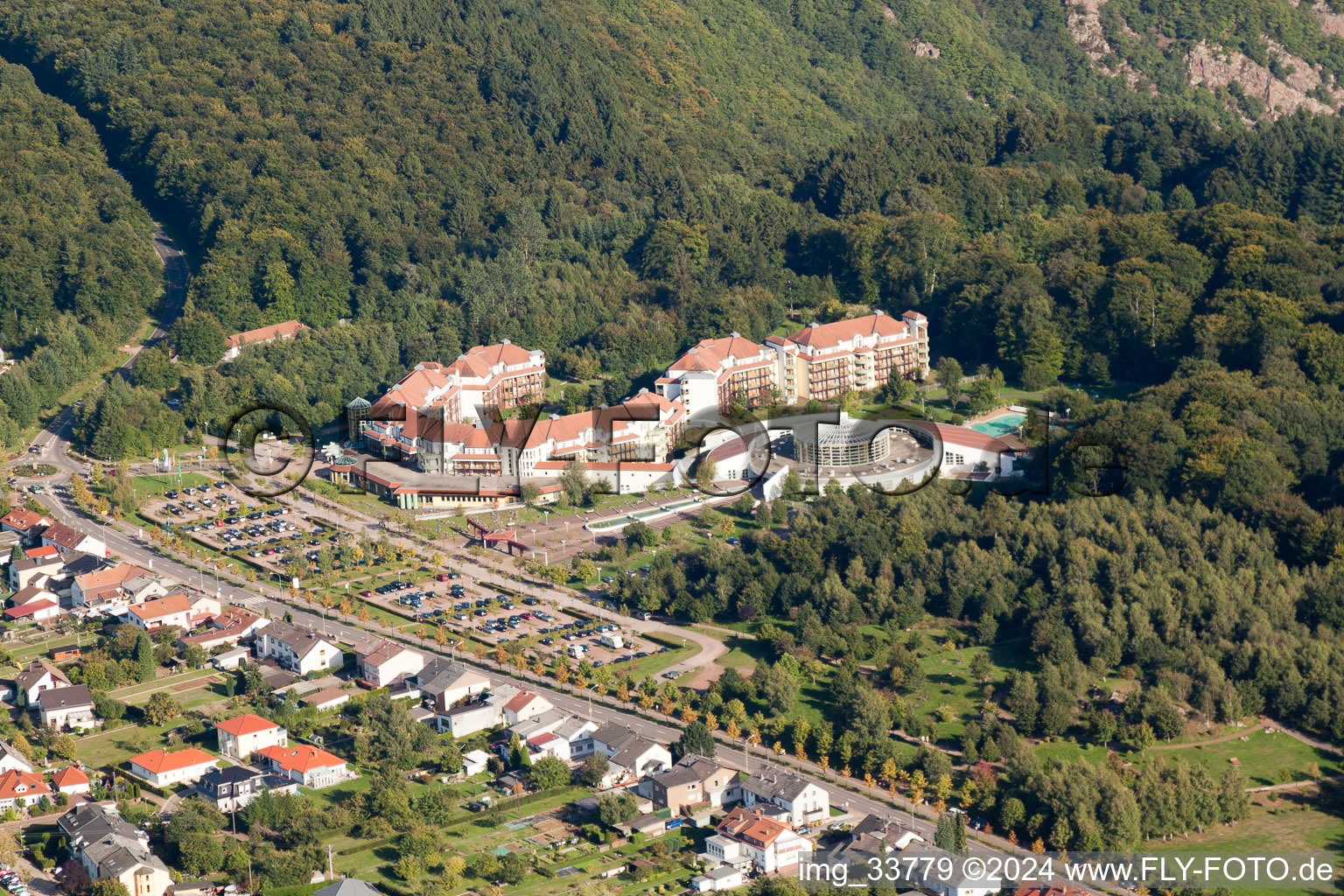 Aerial view of Hospital grounds of the rehabilitation center in the district Orscholz in Mettlach in the state Saarland