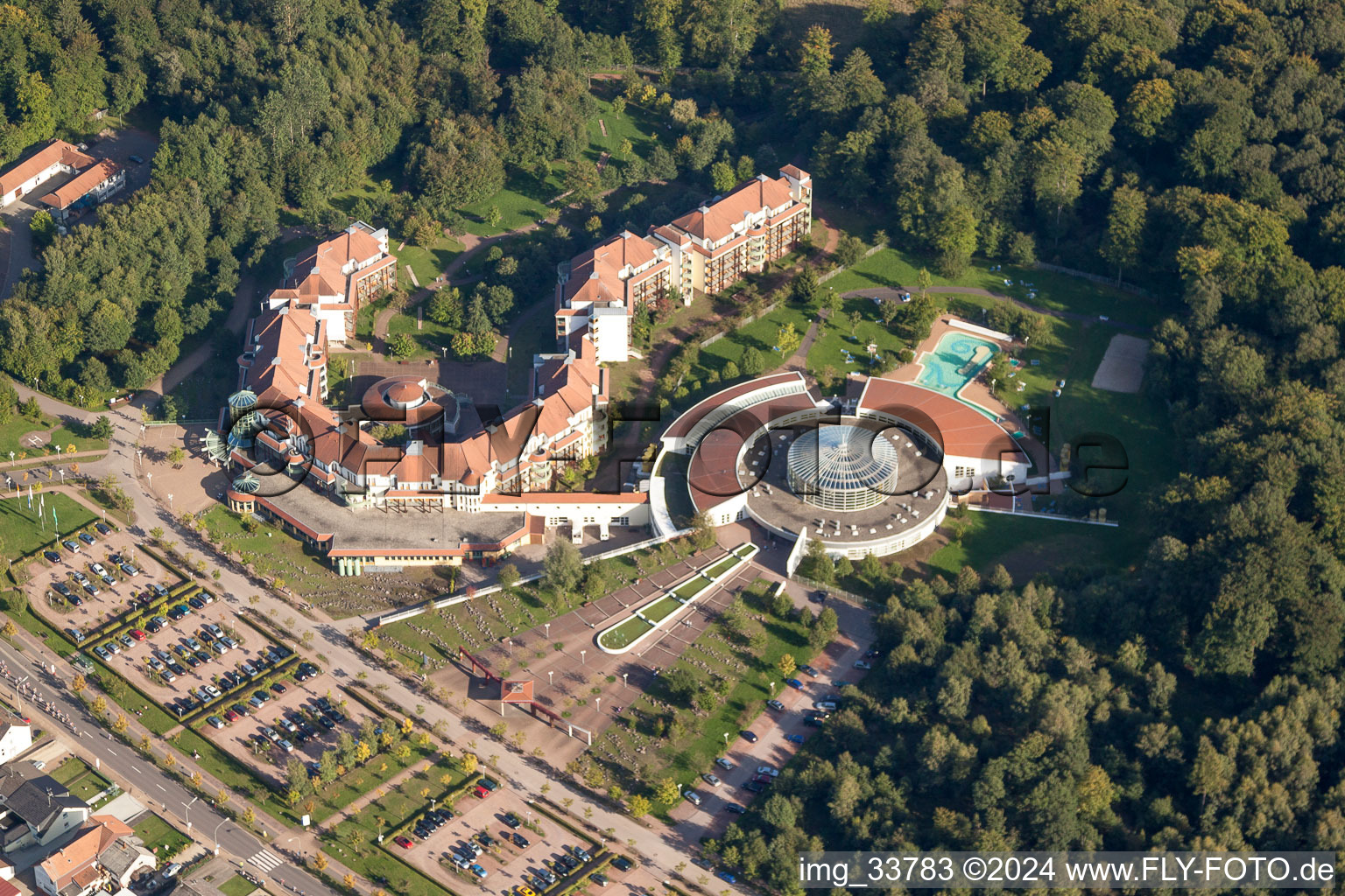 Aerial photograpy of Hospital grounds of the rehabilitation center in the district Orscholz in Mettlach in the state Saarland