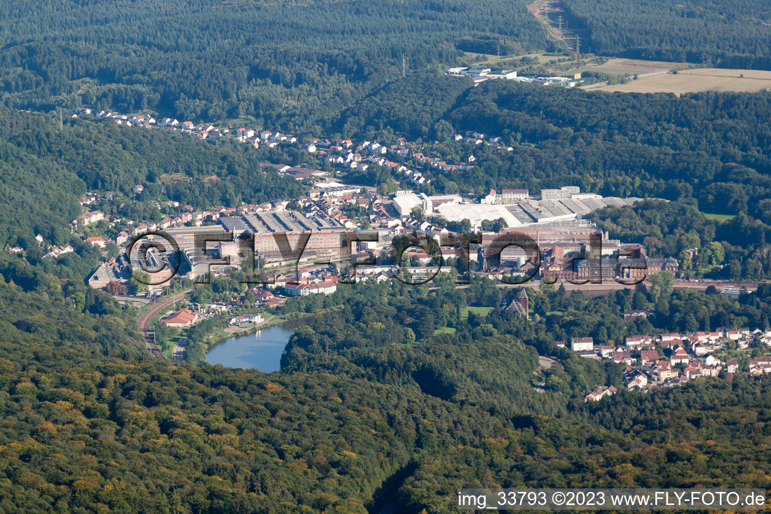 Aerial view of Mettlach in the state Saarland, Germany