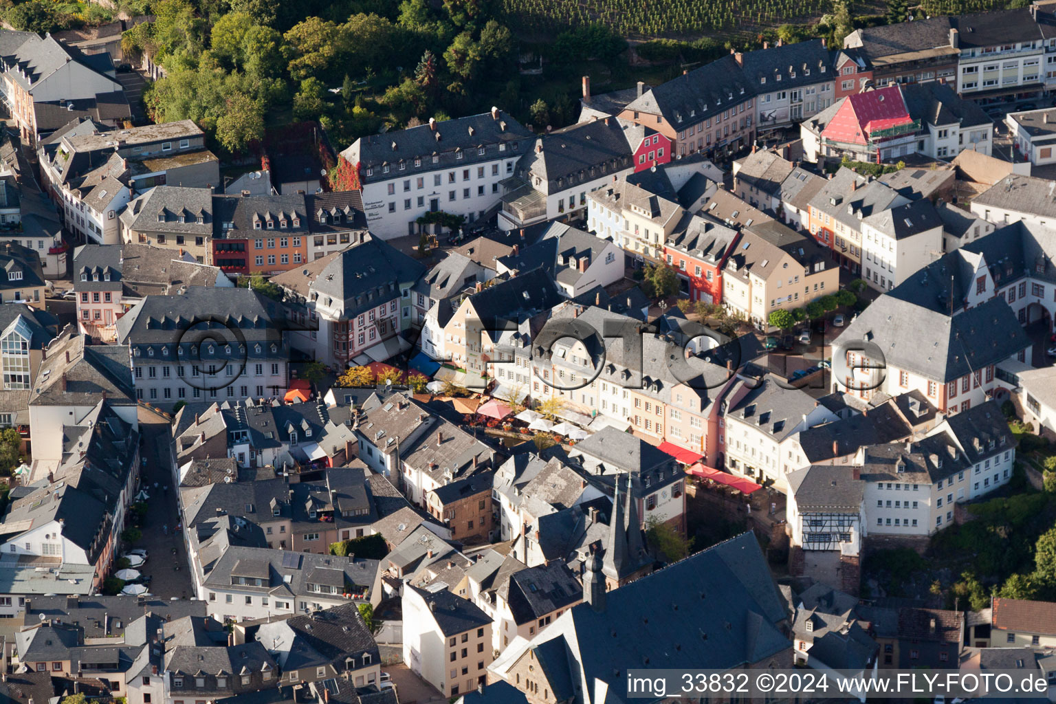 Aerial view of Saarburg in the state Rhineland-Palatinate, Germany