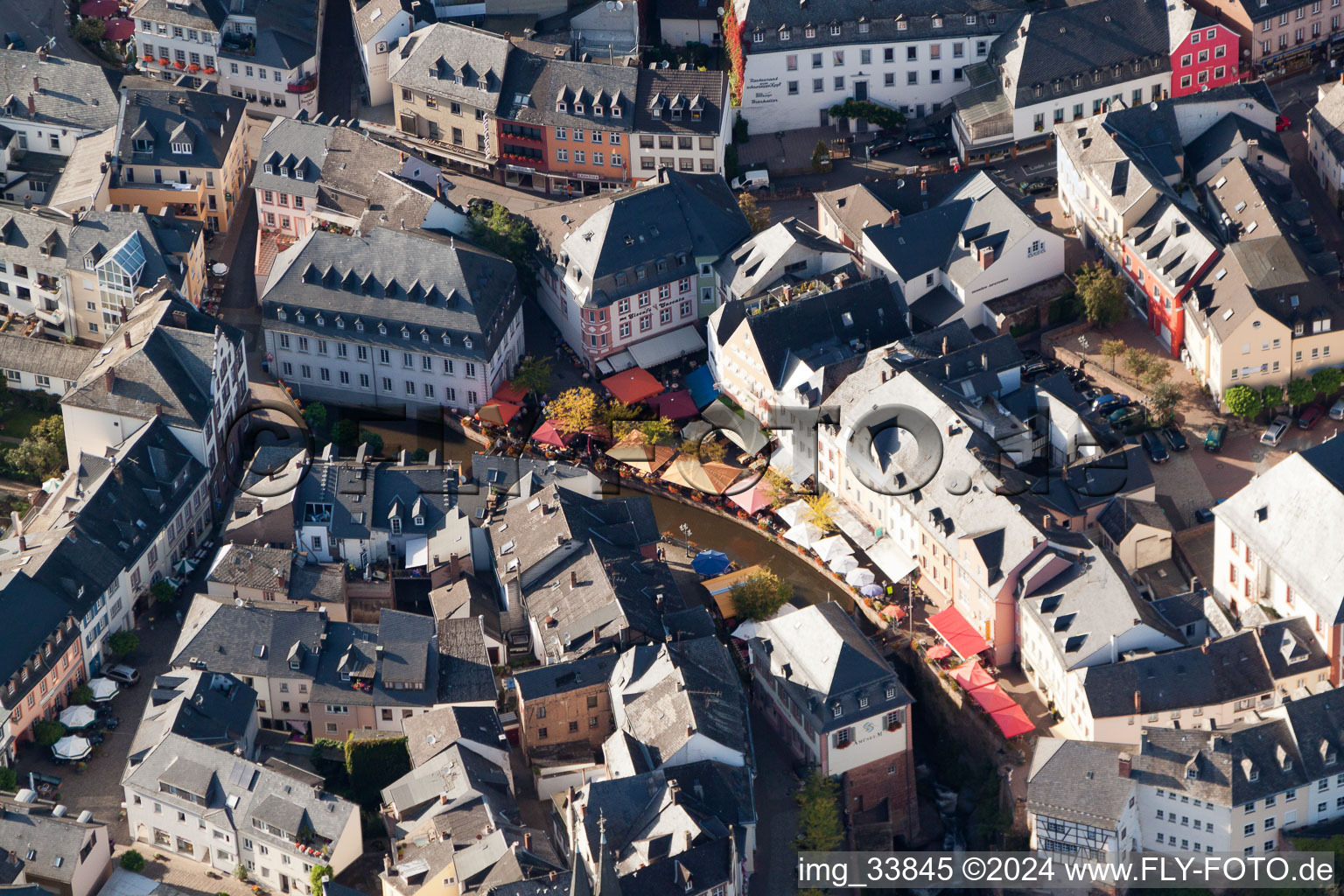 Old Town area and city center in Saarburg in the state Rhineland-Palatinate