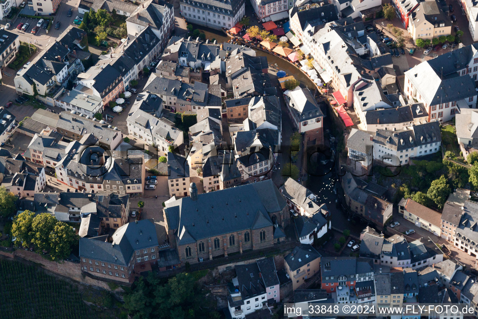 Bird's eye view of Saarburg in the state Rhineland-Palatinate, Germany